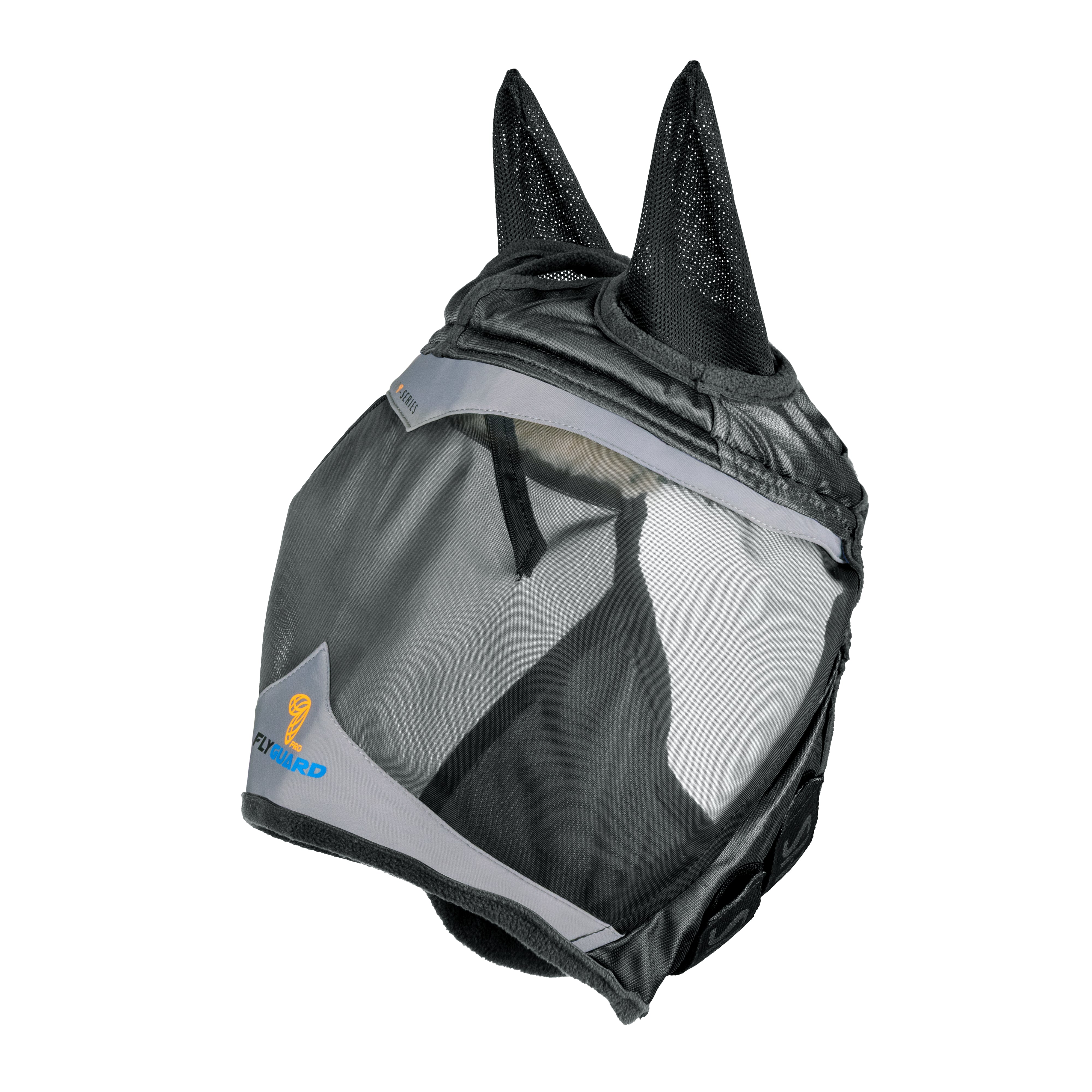 Shires FlyGuard Pro Fine Mesh Fly Mask with Ears-Fly Mask-Pegasus-Jet Black-Cob-Evolution Equestrian Co.