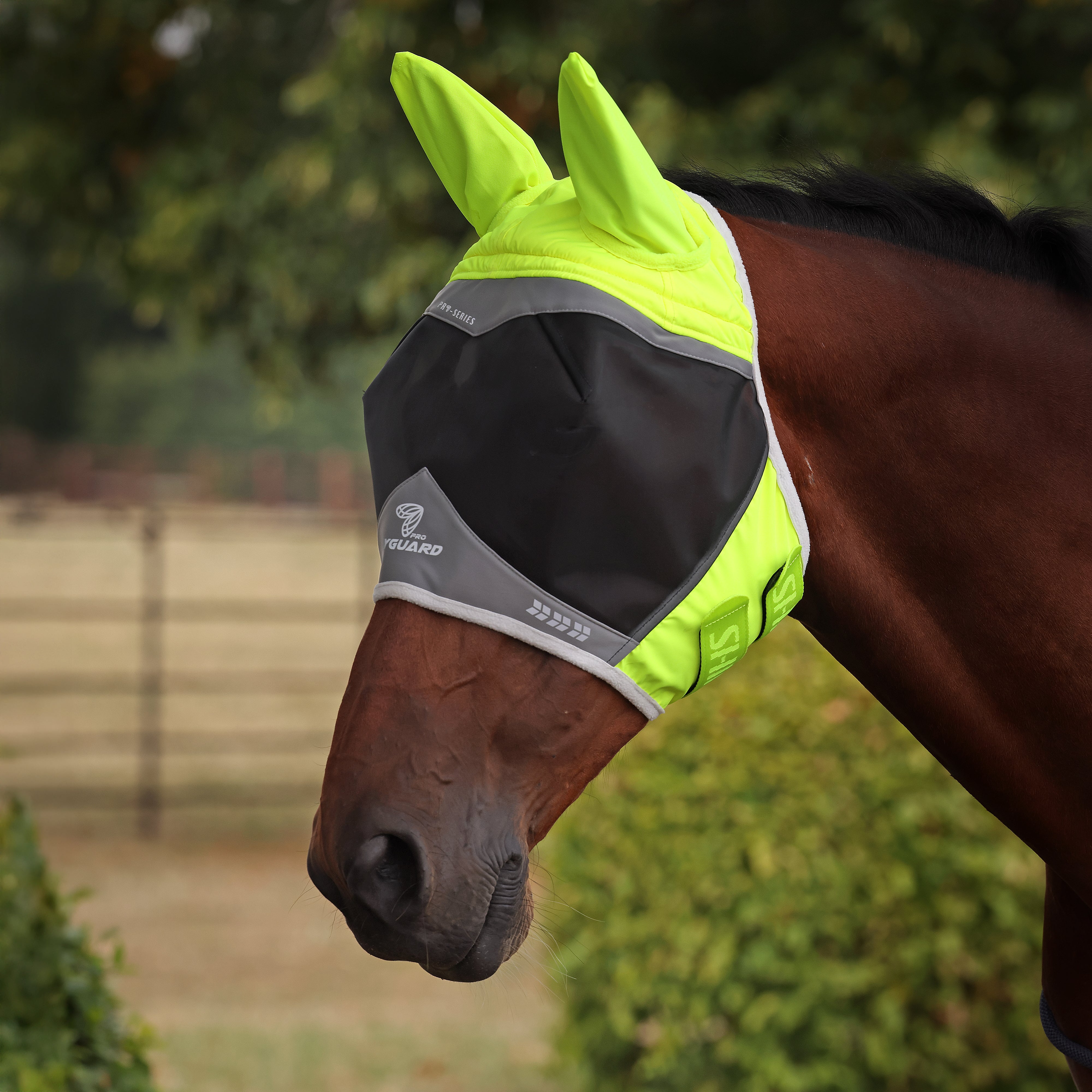 Shires FlyGuard Pro Hi-Viz Fine Mesh Fly Mask with Ears-Fly Mask-Pegasus-Pony-Evolution Equestrian Co.