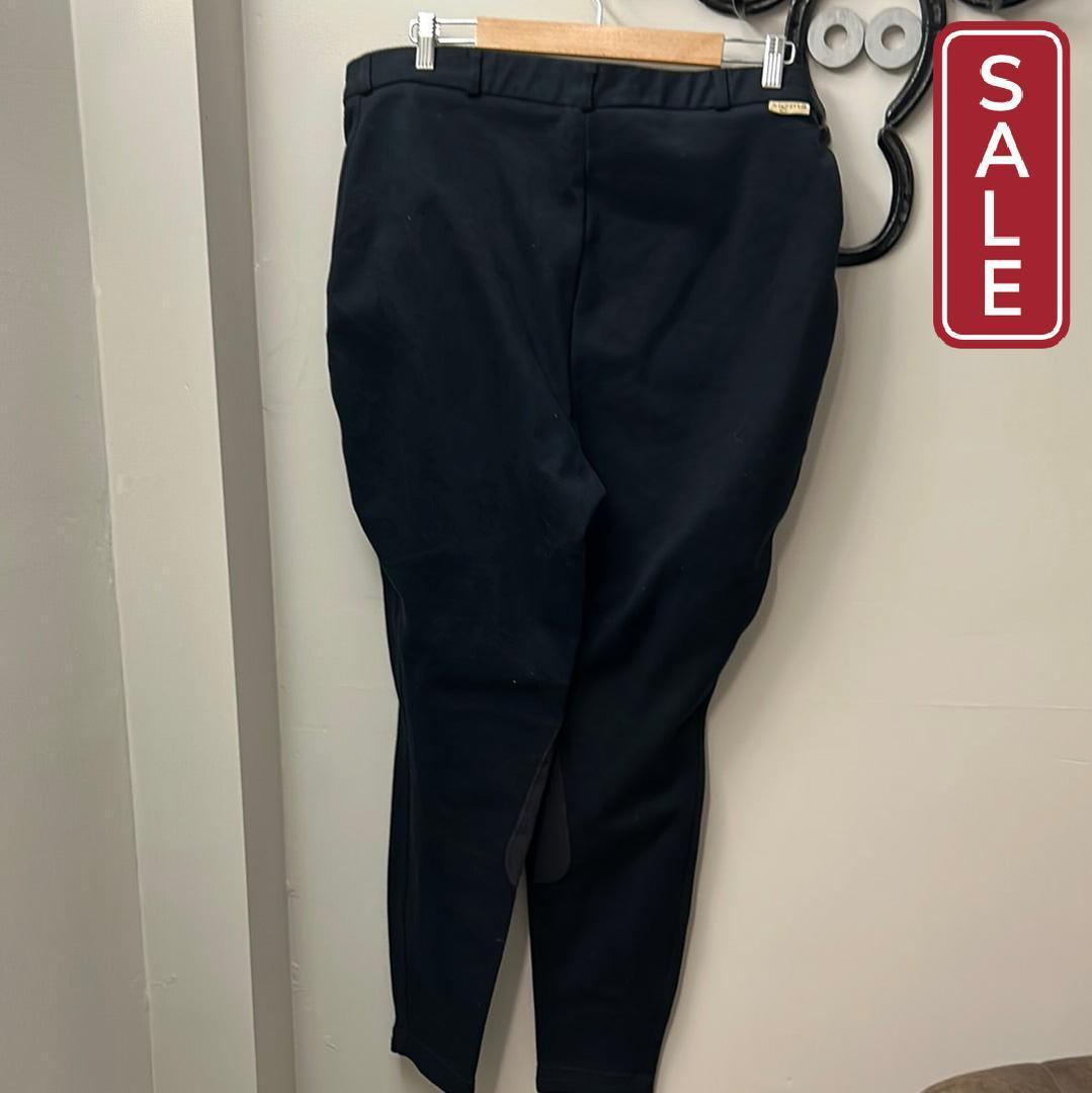Sigma Black Kneepatch Breeches 40L-Riding Clothes-Consignment-Evolution Equestrian Co.