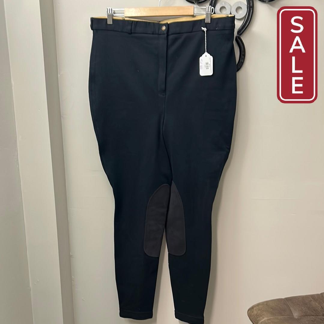 Sigma Black Kneepatch Breeches 40L-Riding Clothes-Consignment-Evolution Equestrian Co.