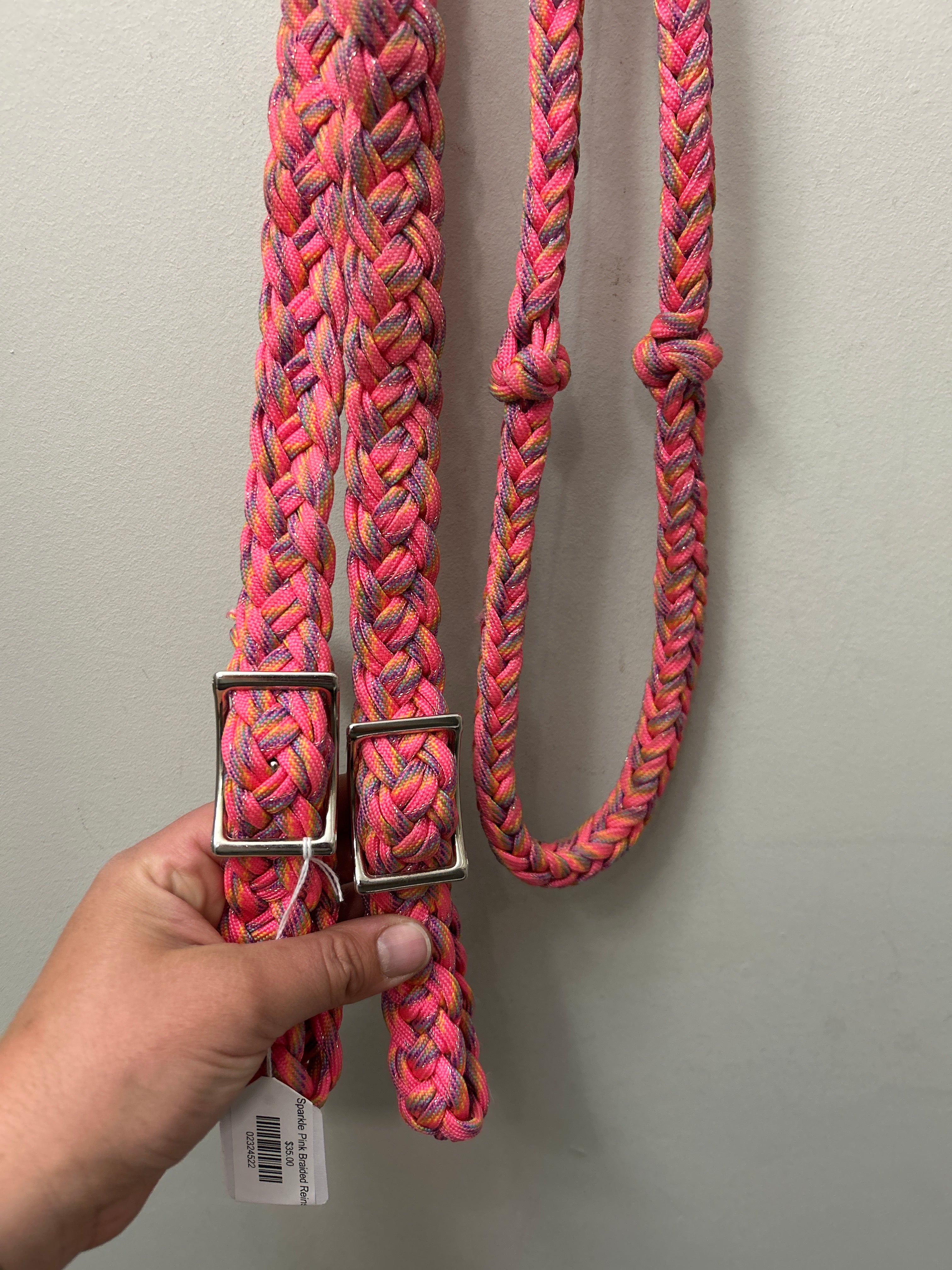 Sparkle Pink Braided Reins-Western Reins-Consignment-Evolution Equestrian Co.