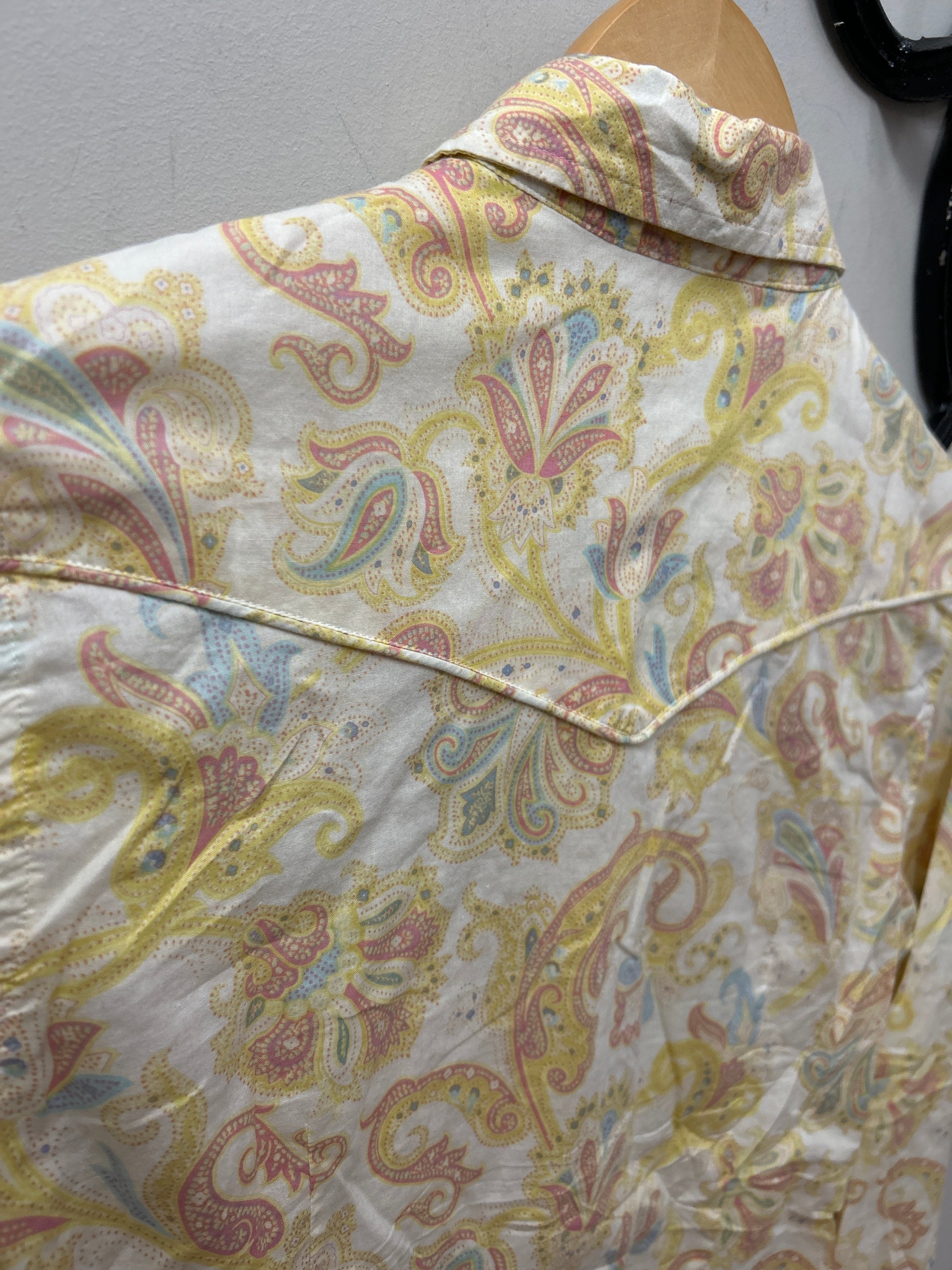 Stetson Western Shirt Yellow Paisley Small-Apparel-Consignment-Evolution Equestrian Co.