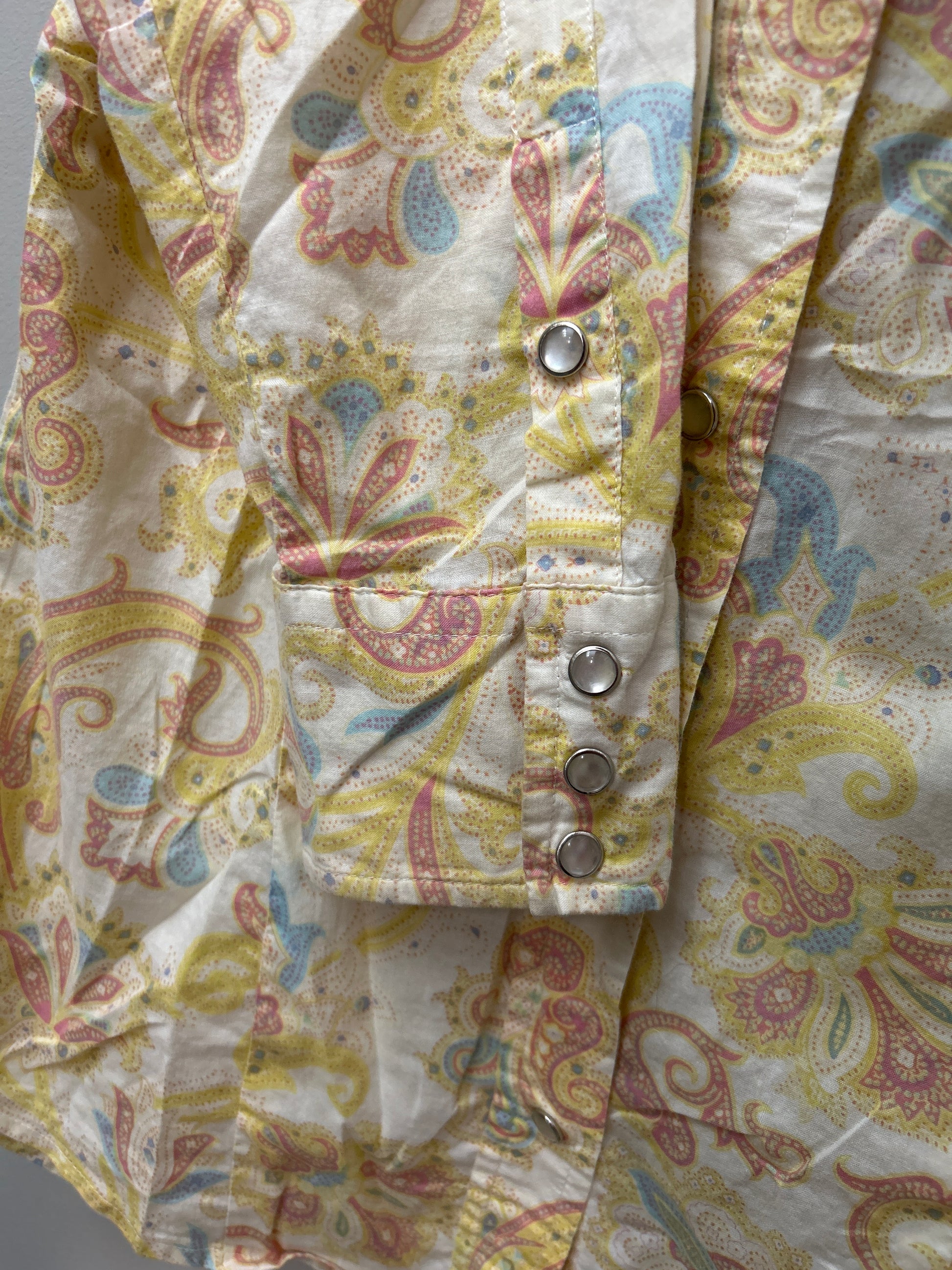 Stetson Western Shirt Yellow Paisley Small-Apparel-Consignment-Evolution Equestrian Co.