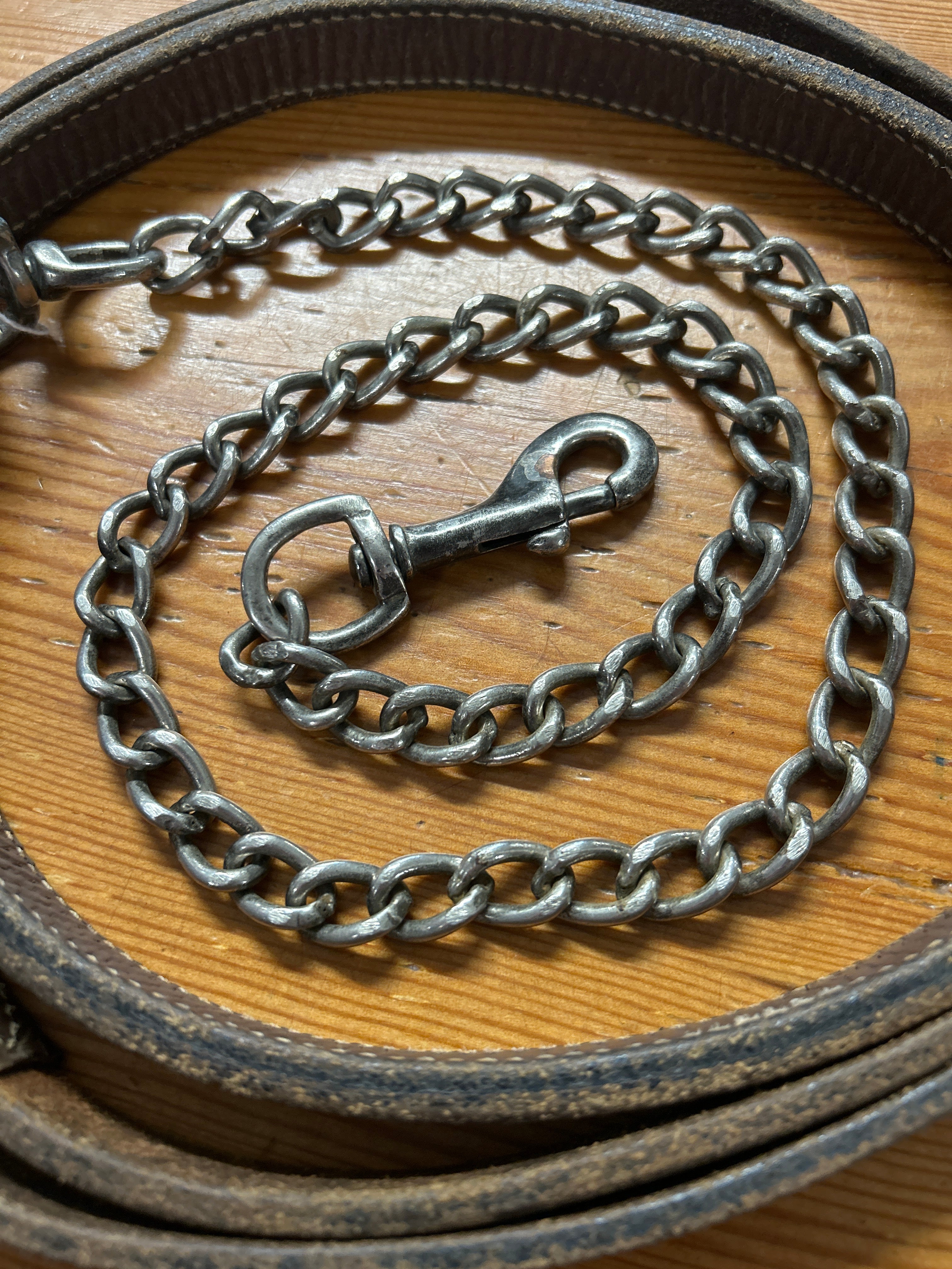 Stud Chain with Leather Lead-Lead Rope-Consignment-Evolution Equestrian Co.