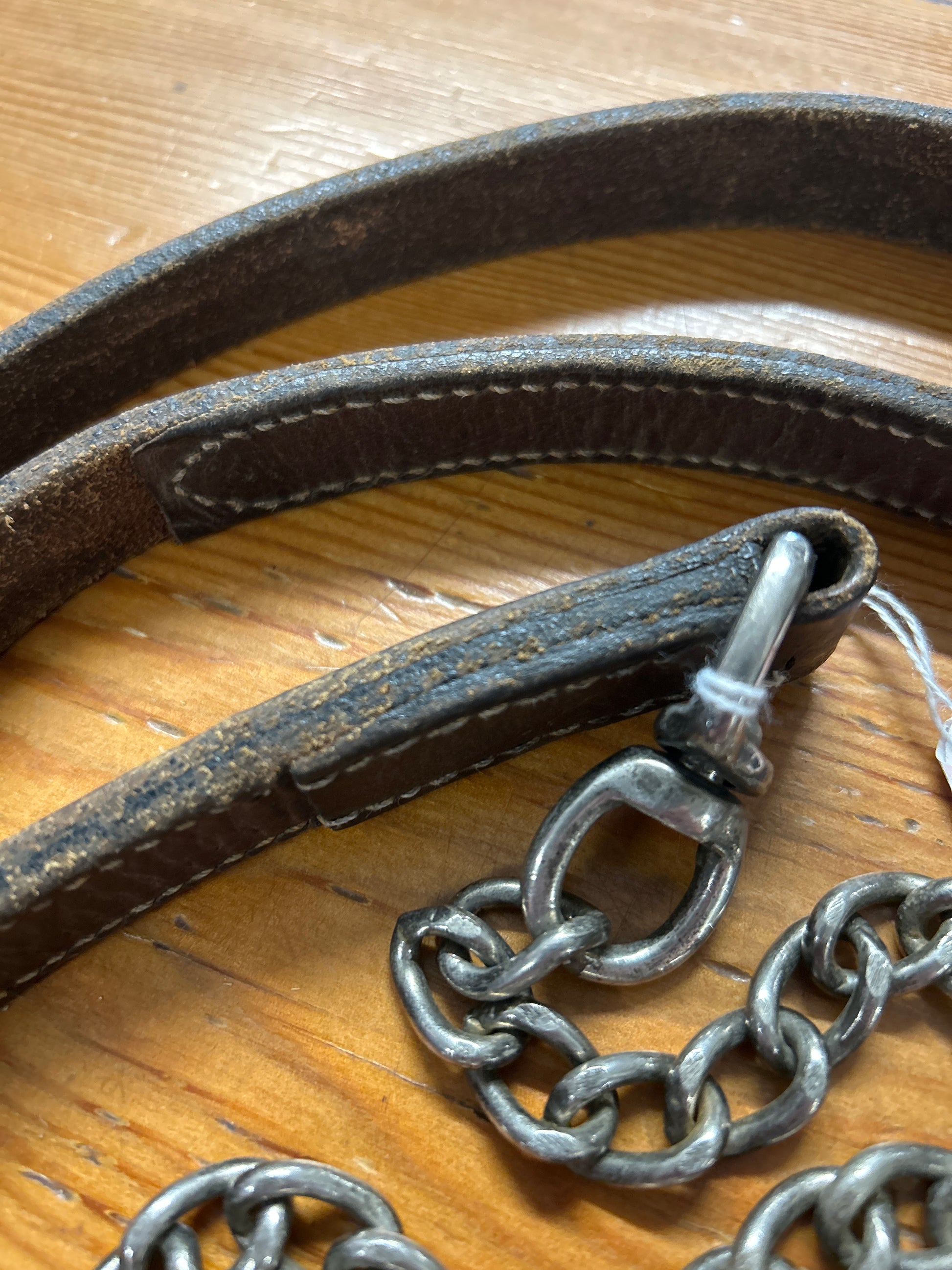 Stud Chain with Leather Lead-Lead Rope-Consignment-Evolution Equestrian Co.