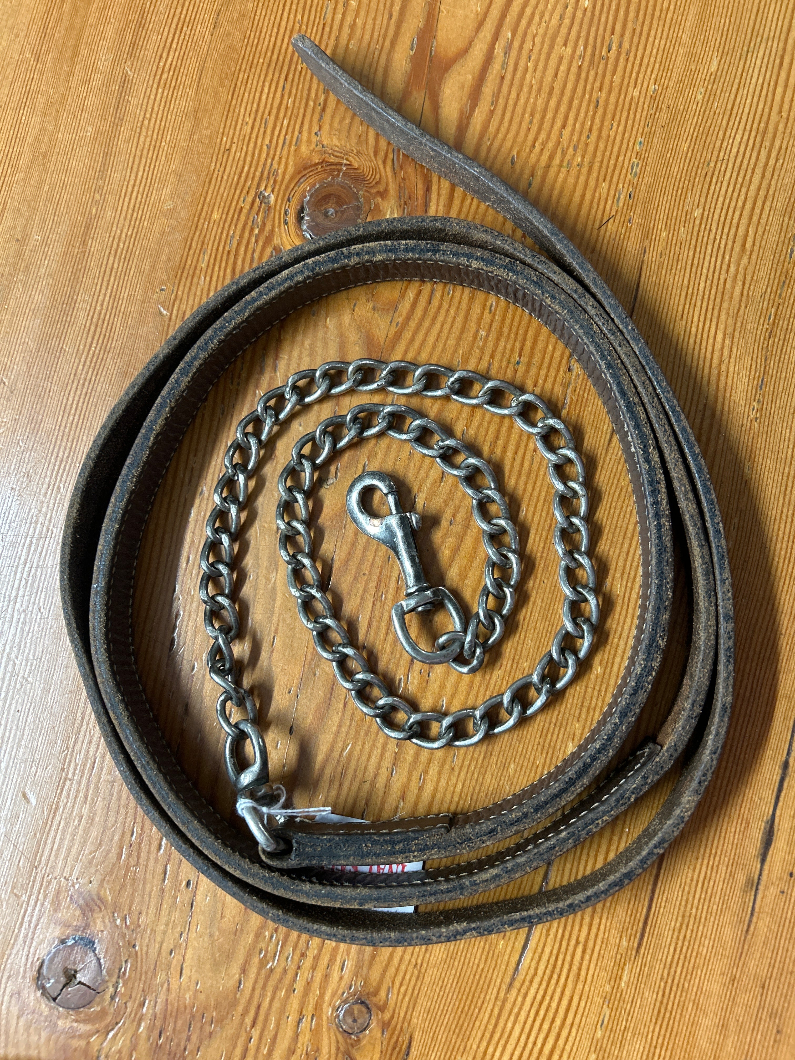 Stud Chain with Leather Lead-Lead Rope-Consignment-Evolution Equestrian Co.