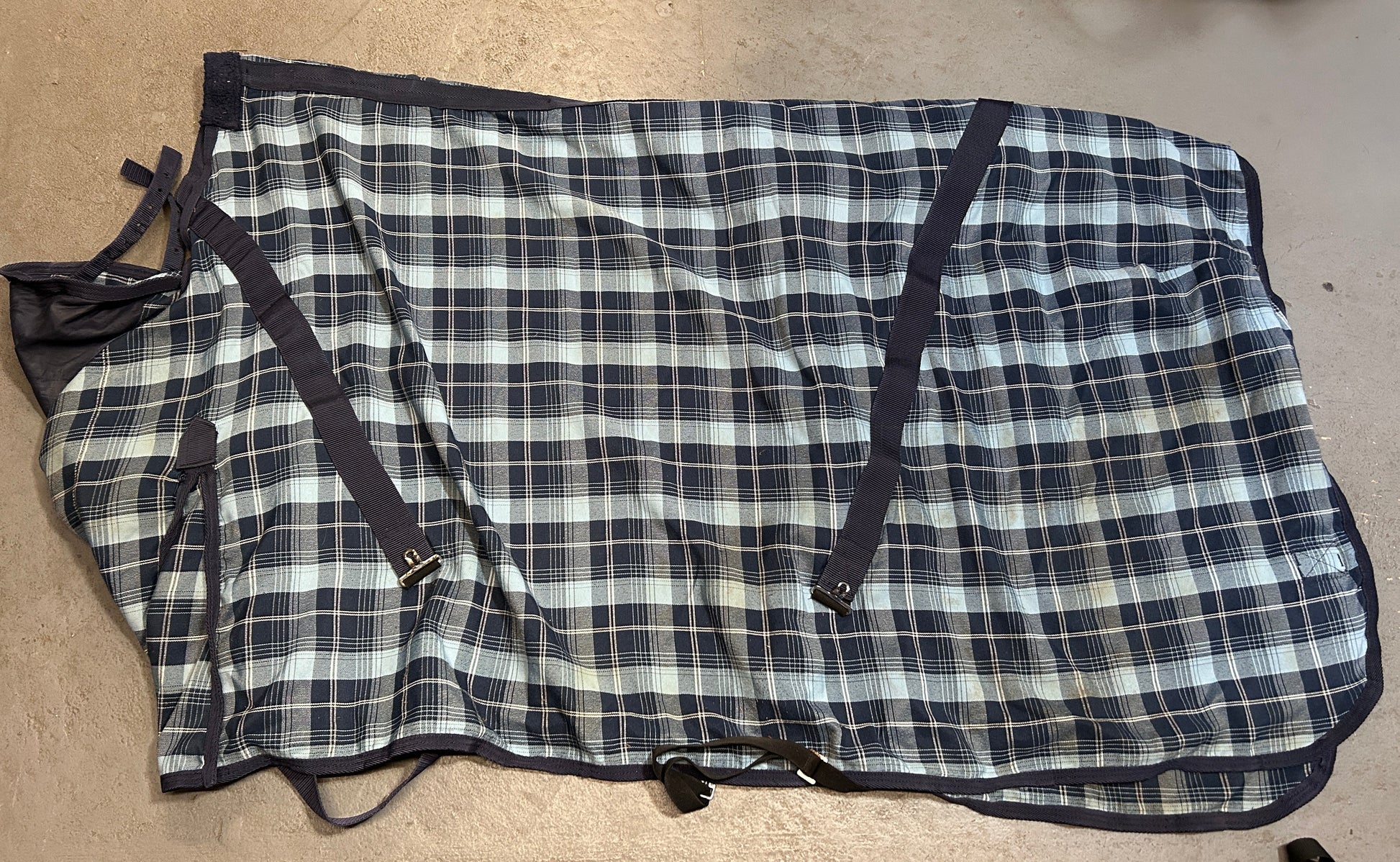 Supra Poly Cotton Blue Plaid Sheet 82"-Horse Blanket-Consignment-Evolution Equestrian Co.