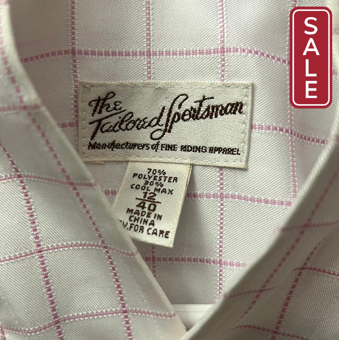 Tailored Sportsman Show Shirt White Pink 12 / 40-Riding Clothes-Consignment-Evolution Equestrian Co.