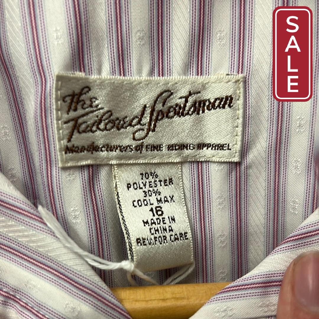 Tailored Sportsman White Purple Show Shirt Kids 16-Show Shirts-Consignment-Evolution Equestrian Co.