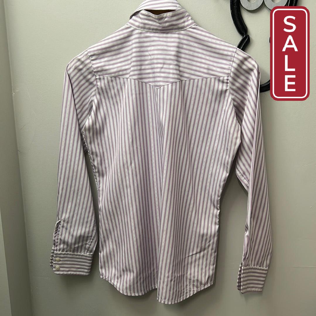 Tailored Sportsman White Purple Show Shirt Kids 16-Show Shirts-Consignment-Evolution Equestrian Co.
