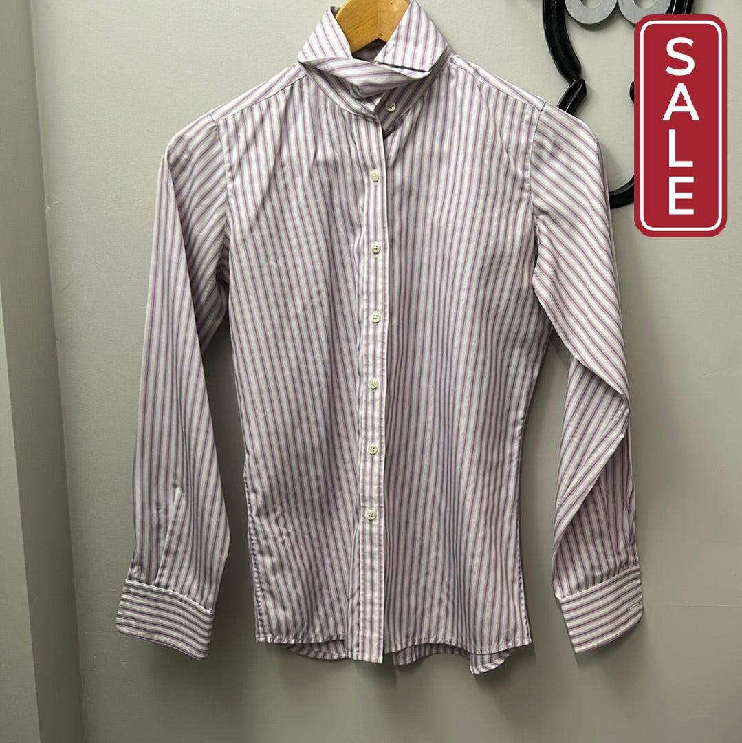 Tailored Sportsman White Purple Show Shirt Kids 16-Show Shirts-Consignment-Evolution Equestrian Co.