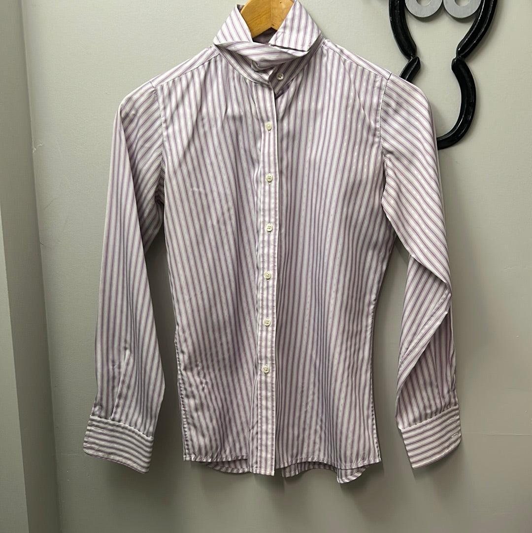 Tailored Sportsman White Purple Show Shirt Kids 16-Show Shirts-Consignment-Evolution Equestrian Co.