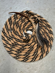 Tan and Black Mohair Mecate by Jose Ortiz-Reins-Consignment-Evolution Equestrian Co.