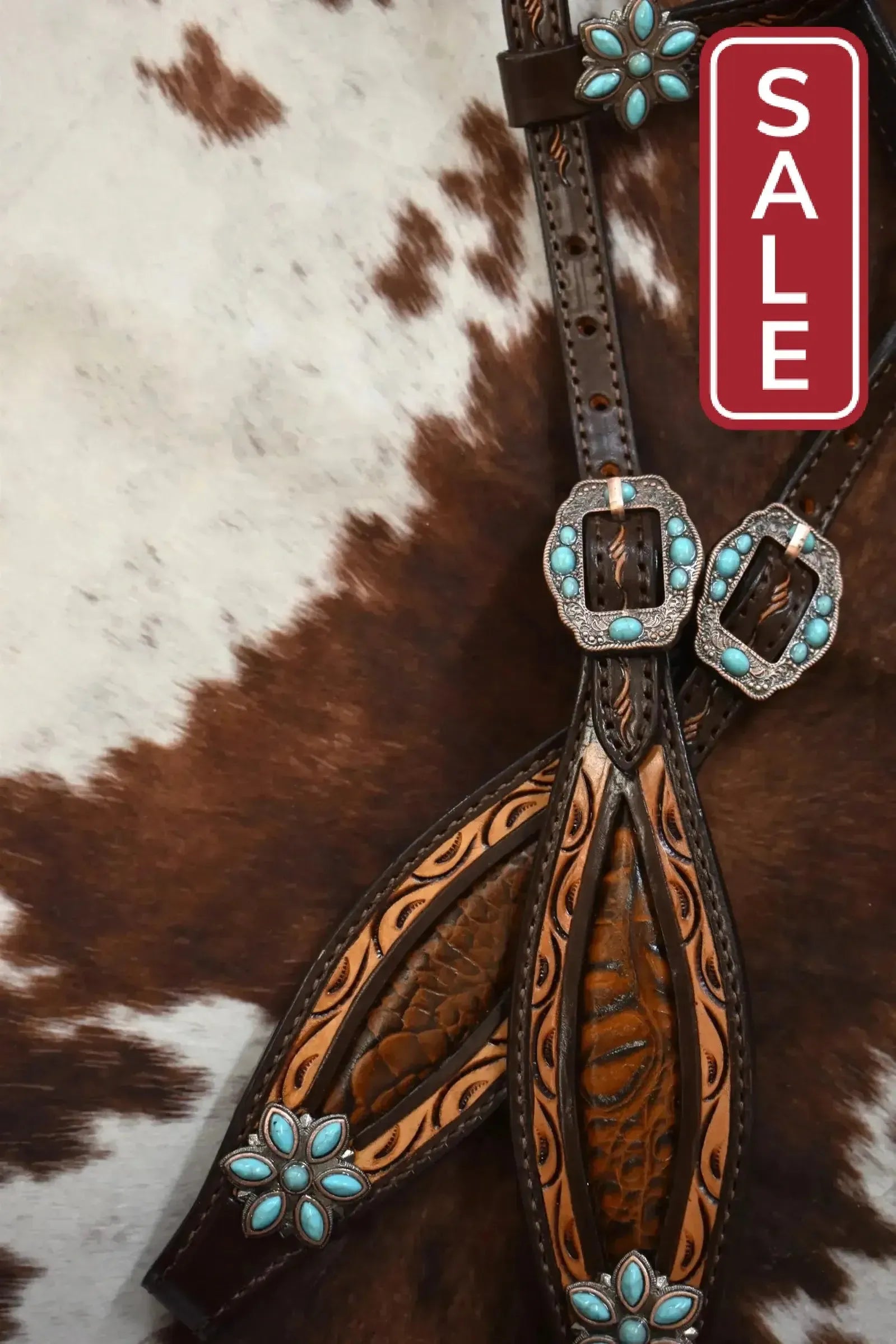 The Rodeo Room Turquoise Gator Tack Set-Western Headstall-The Rodeo Room-Evolution Equestrian Co.