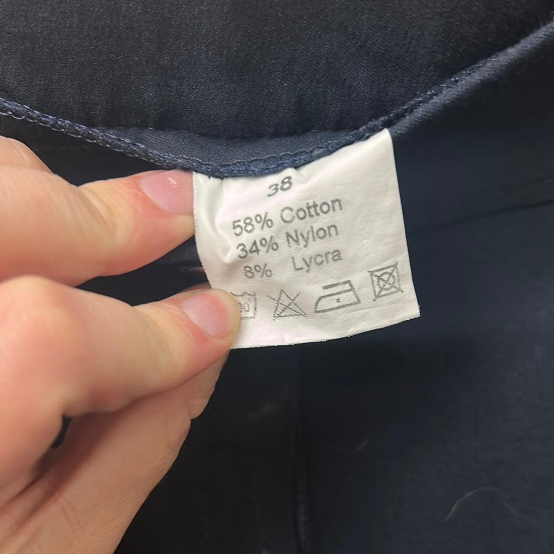 Tuscany Knee Patch Breeches Navy 38-Riding Clothes-Consignment-Evolution Equestrian Co.