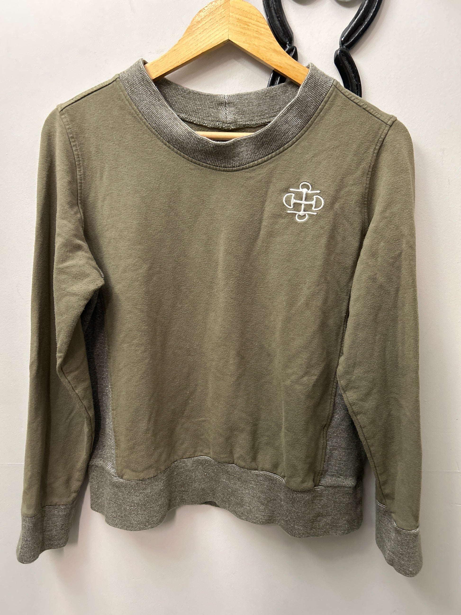 Two Bits Equestrian Olive Green Shirt Small-Riding Shirts-Consignment-Evolution Equestrian Co.