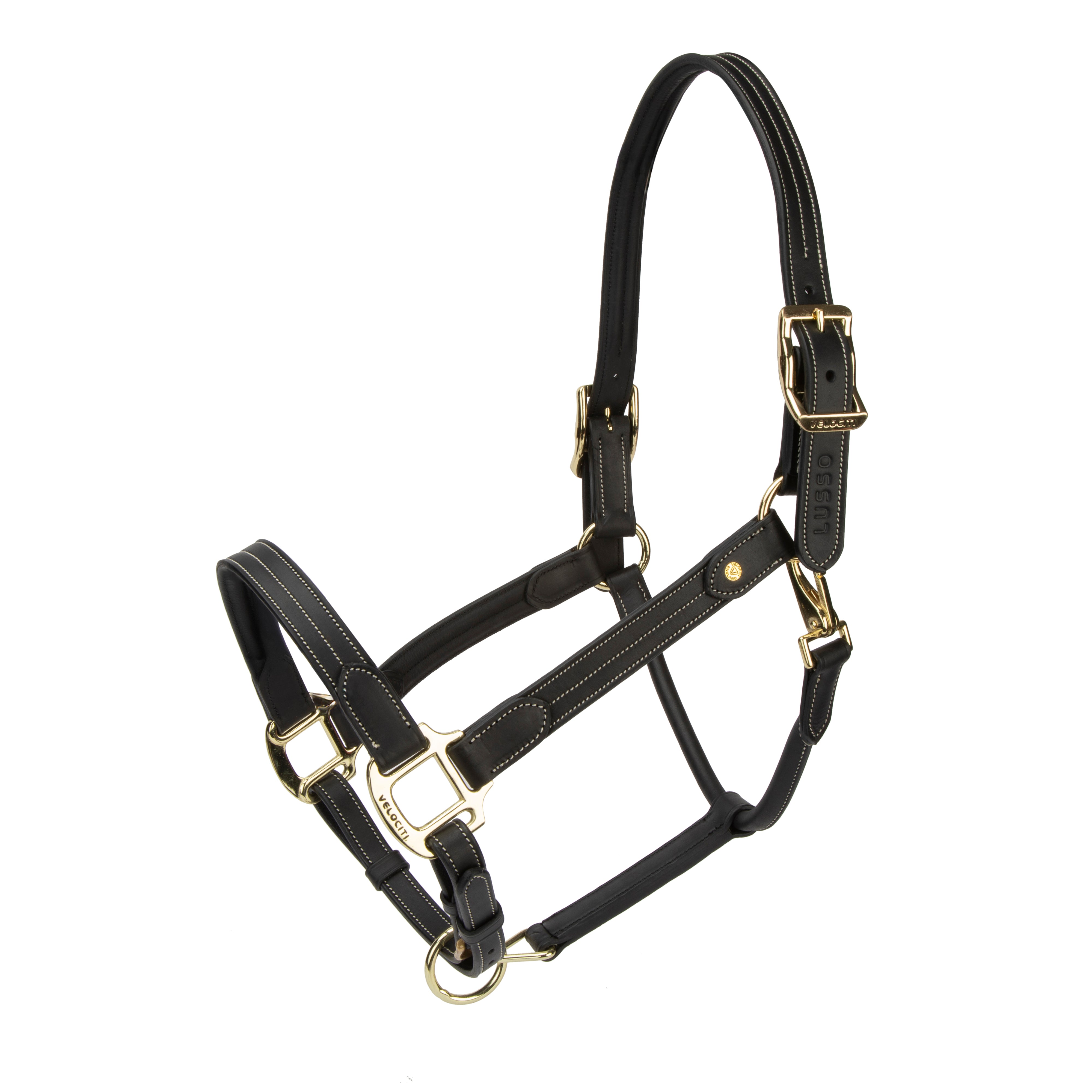 Velociti Lusso Girona Leather Halter-Horse Halters-Pegasus-Black-Pony-Evolution Equestrian Co.