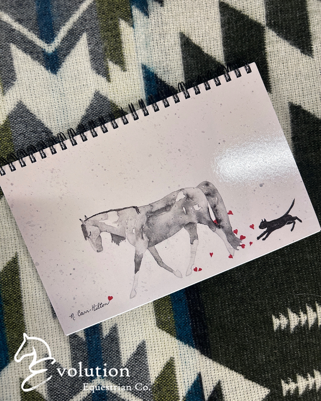 Watercolour Blank Journals-Gift-Nancy Carr Hilton-Horse and Cat-Evolution Equestrian Co.