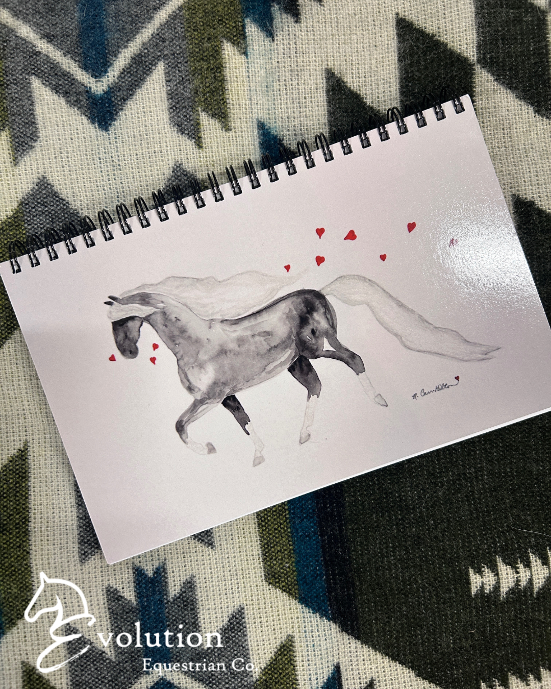 Watercolour Blank Journals-Gift-Nancy Carr Hilton-Horse and Cat-Evolution Equestrian Co.
