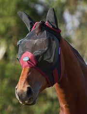 Fine Mesh Fly Mask With Ears Burgundy XXSmall-Fly Mask-Consignment-Evolution Equestrian Co.