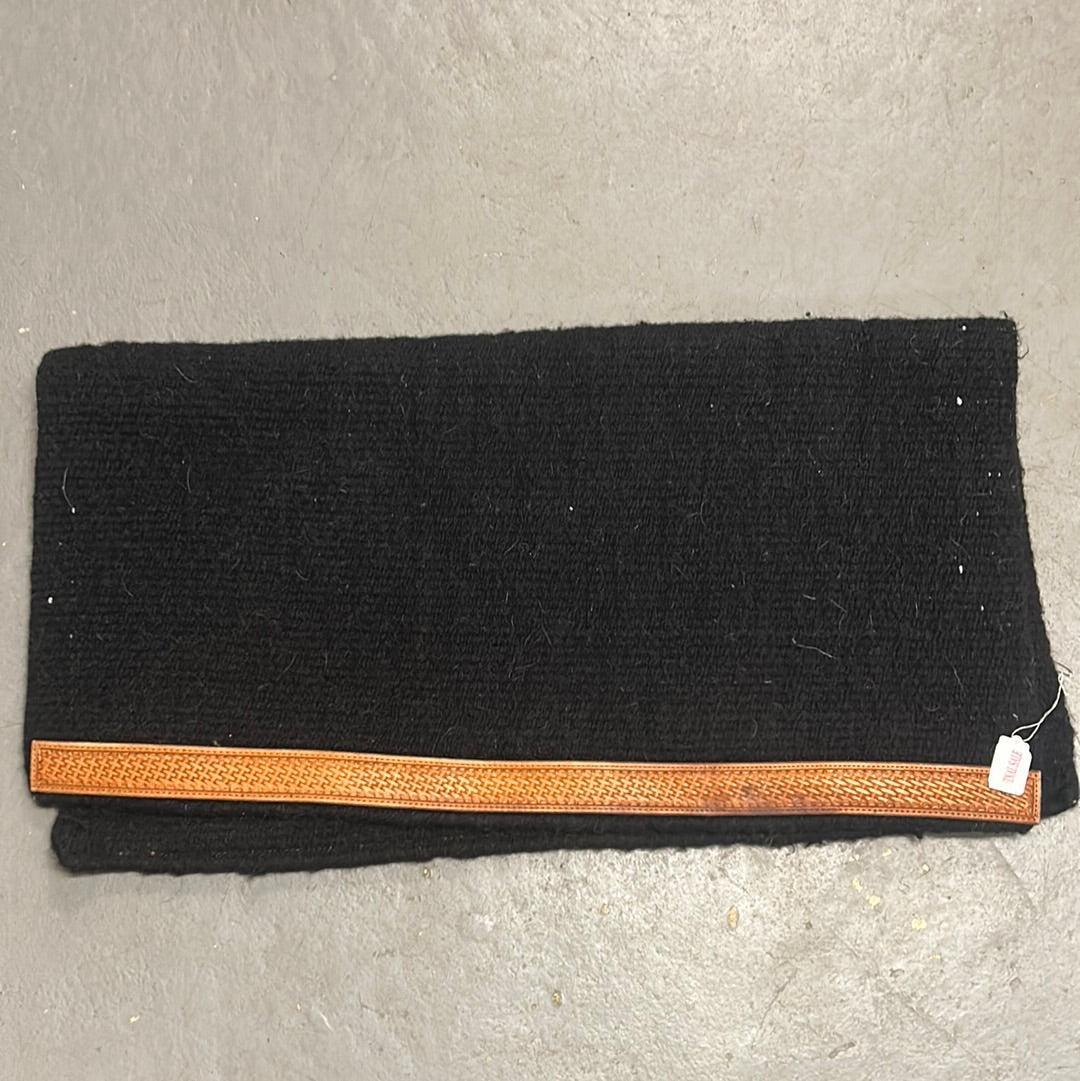 Western Black Saddle Blanket with Leather Wears-Western Tack-Consignment-Evolution Equestrian Co.