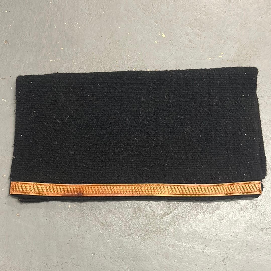 Western Black Saddle Blanket with Leather Wears-Western Tack-Consignment-Evolution Equestrian Co.