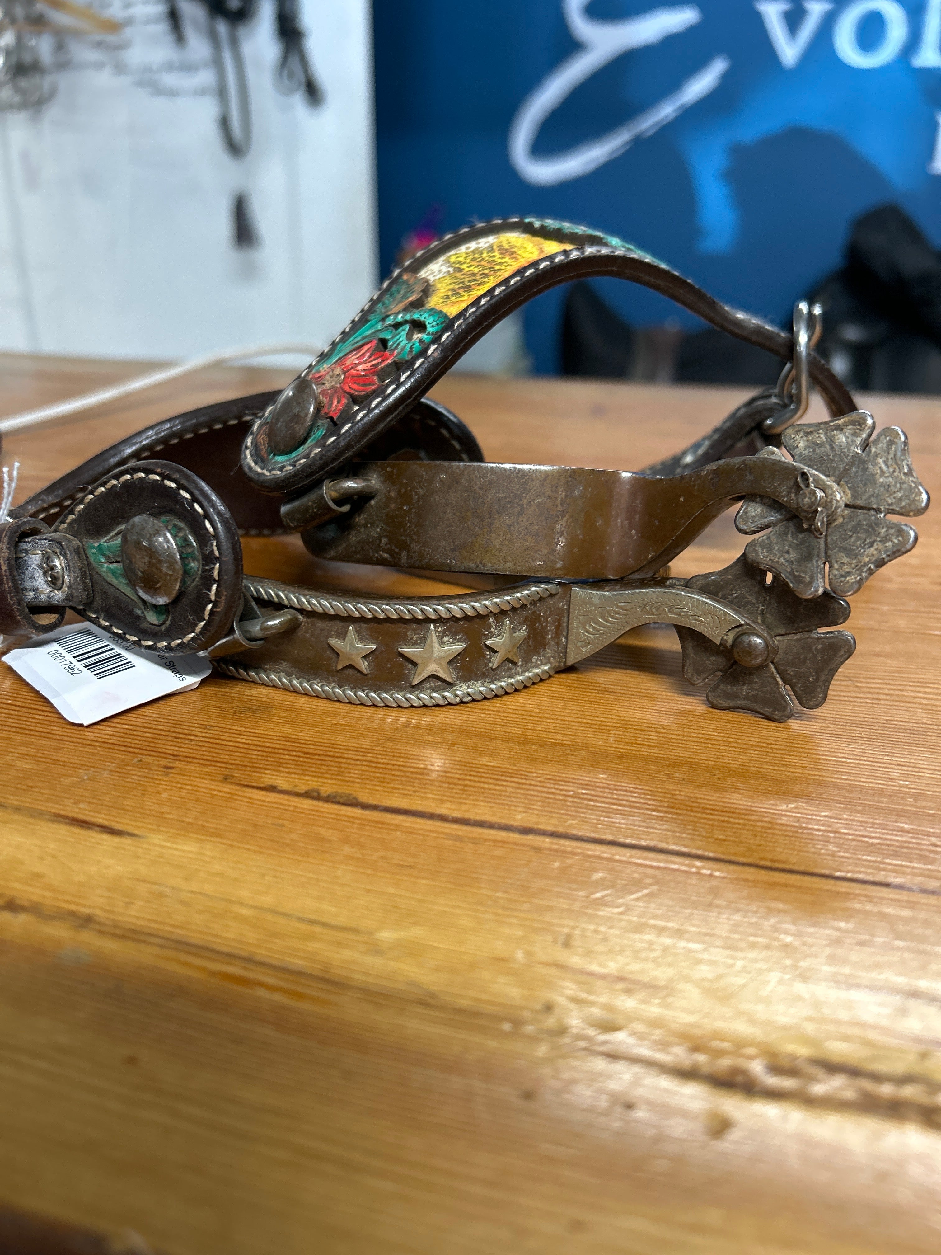 Western Spurs with Sunflower Straps-Western Spurs-Consignment-Evolution Equestrian Co.