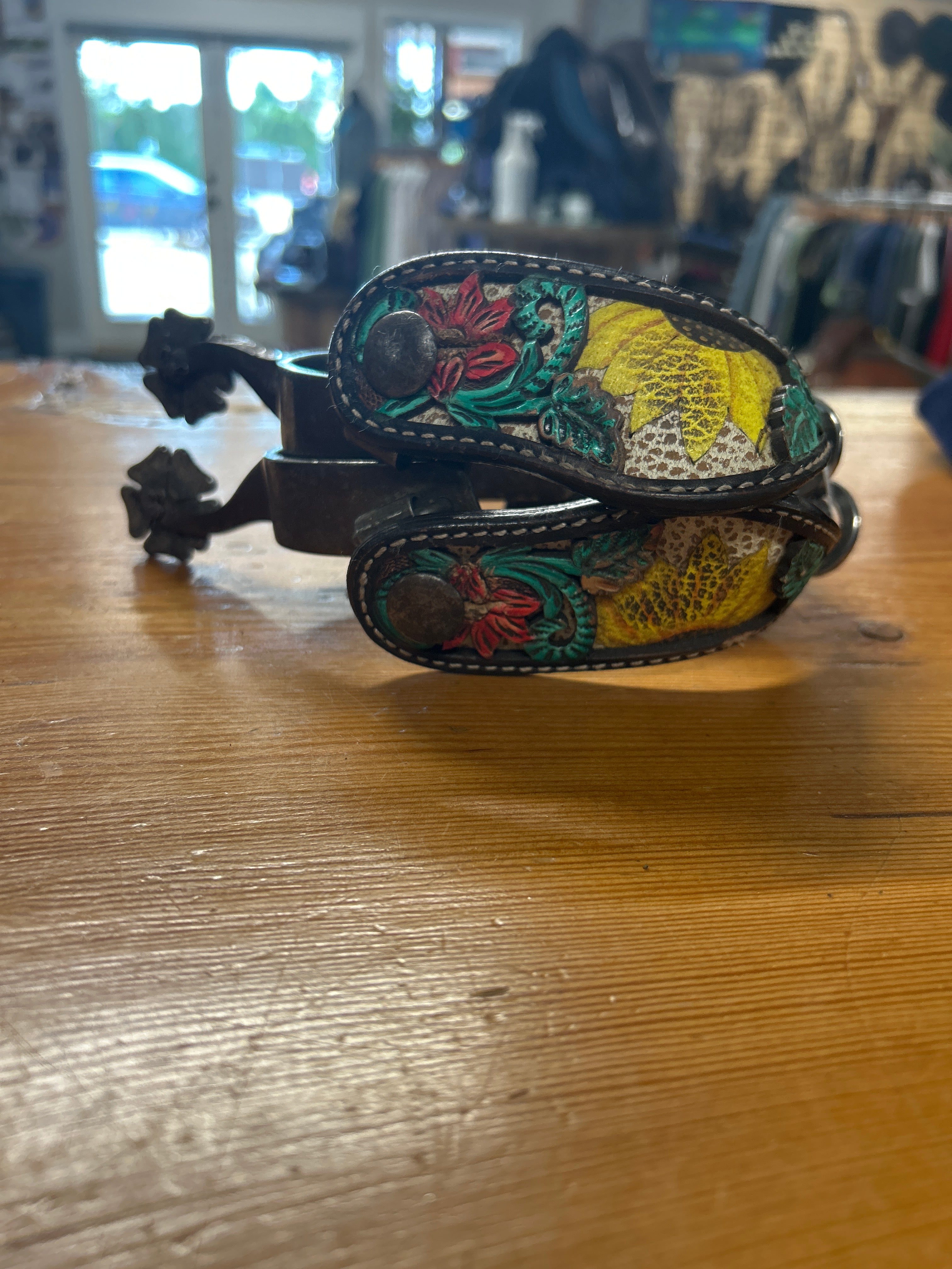 Western Spurs with Sunflower Straps-Western Spurs-Consignment-Evolution Equestrian Co.