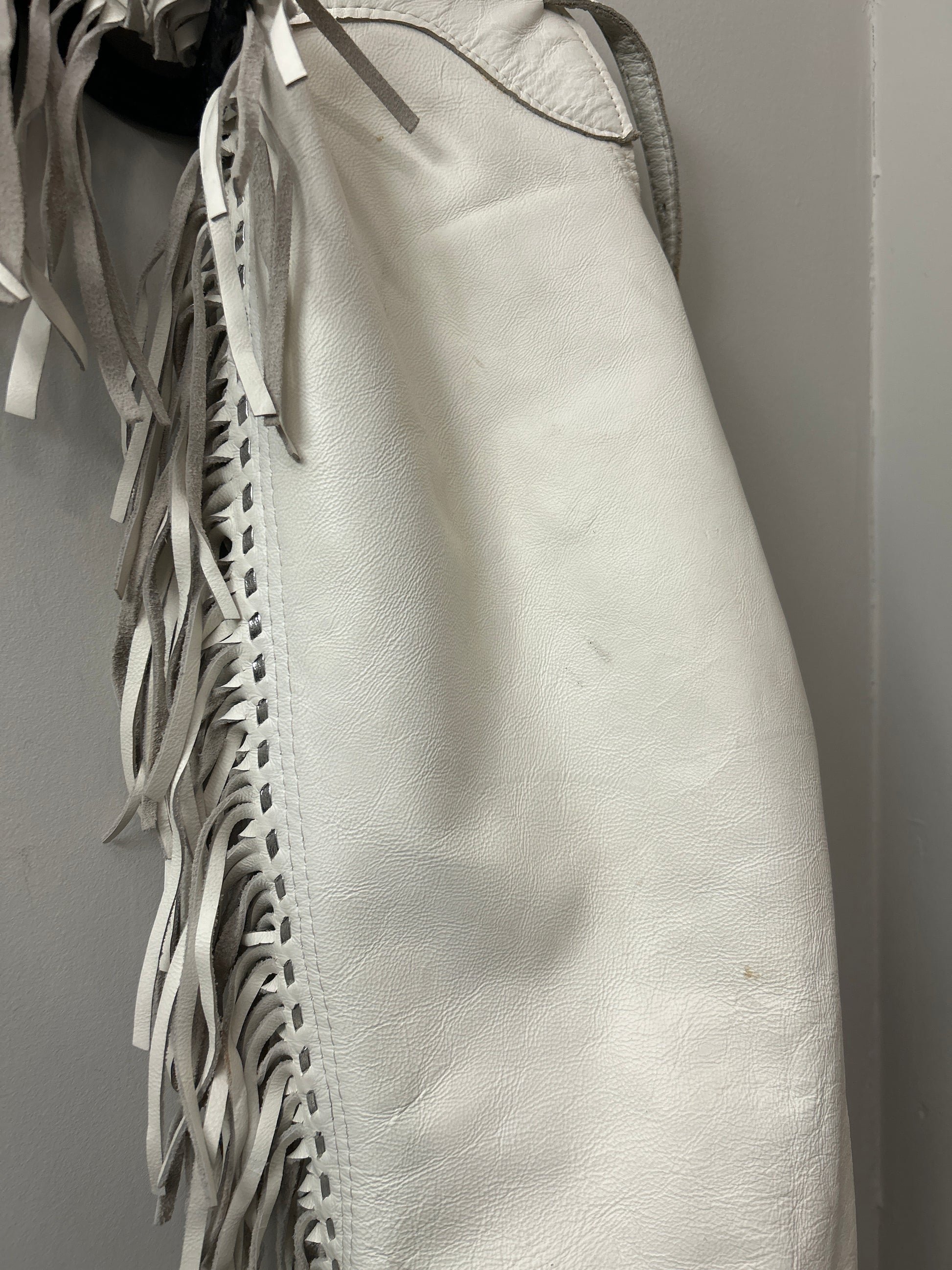 White Leather Western Chaps-Chaps-Consignment-Evolution Equestrian Co.