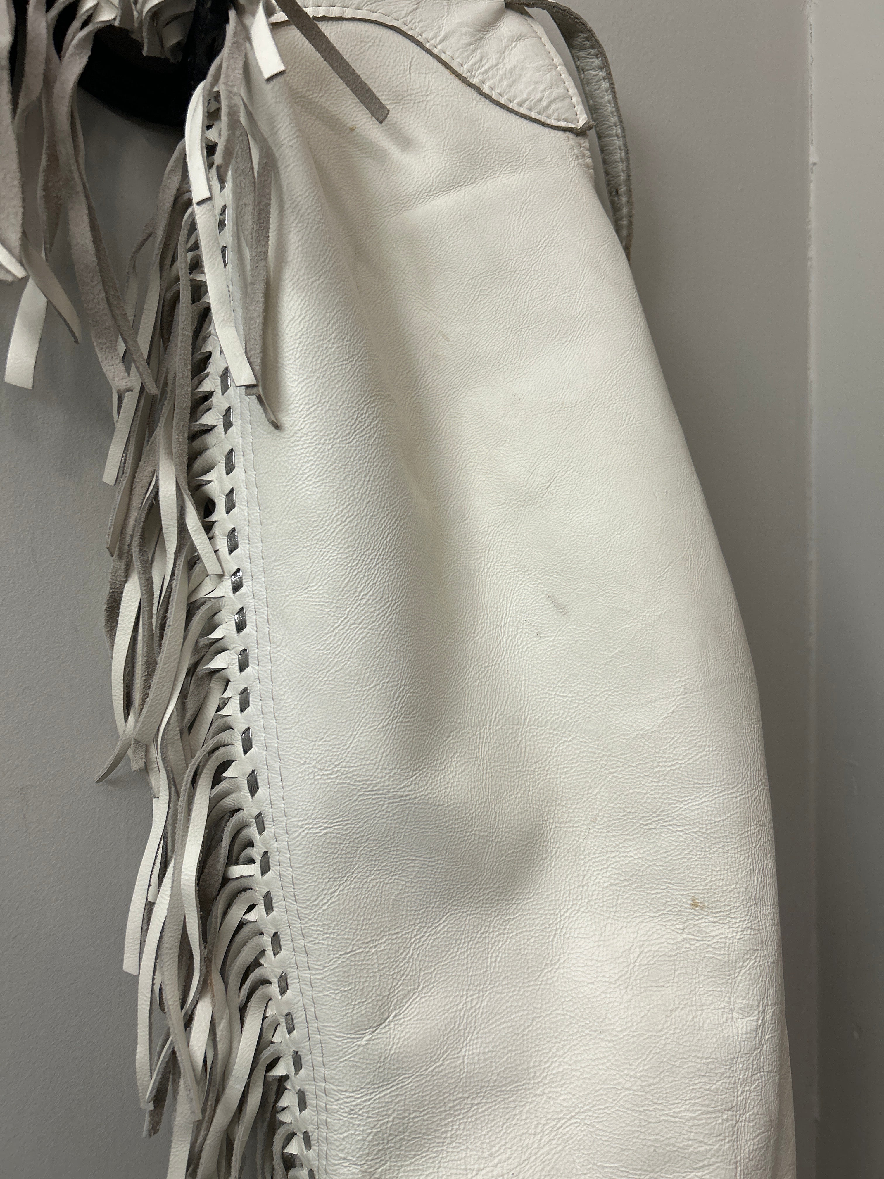 White Leather Western Chaps-Chaps-Consignment-Evolution Equestrian Co.