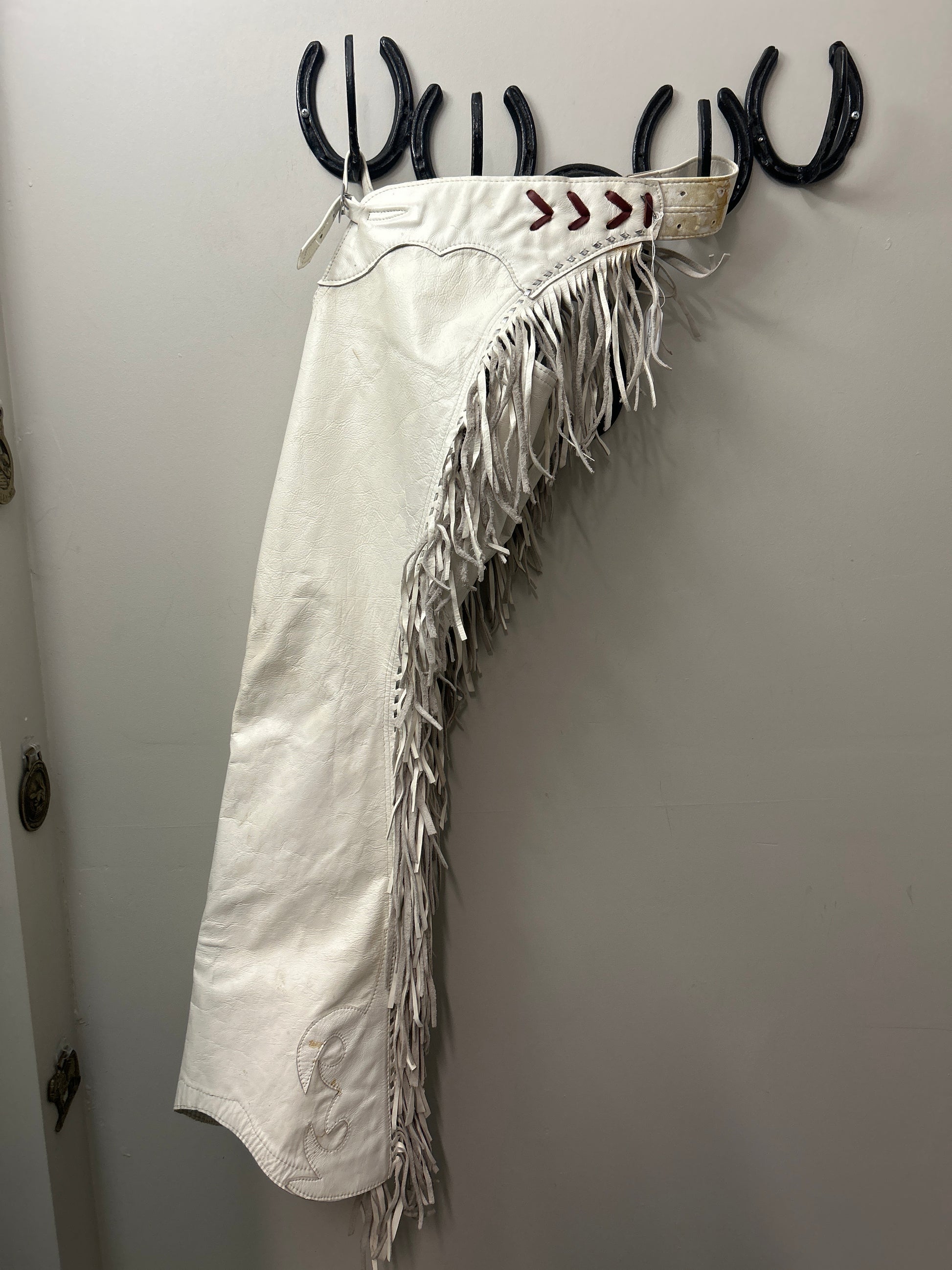 White Leather Western Chaps-Chaps-Consignment-Evolution Equestrian Co.