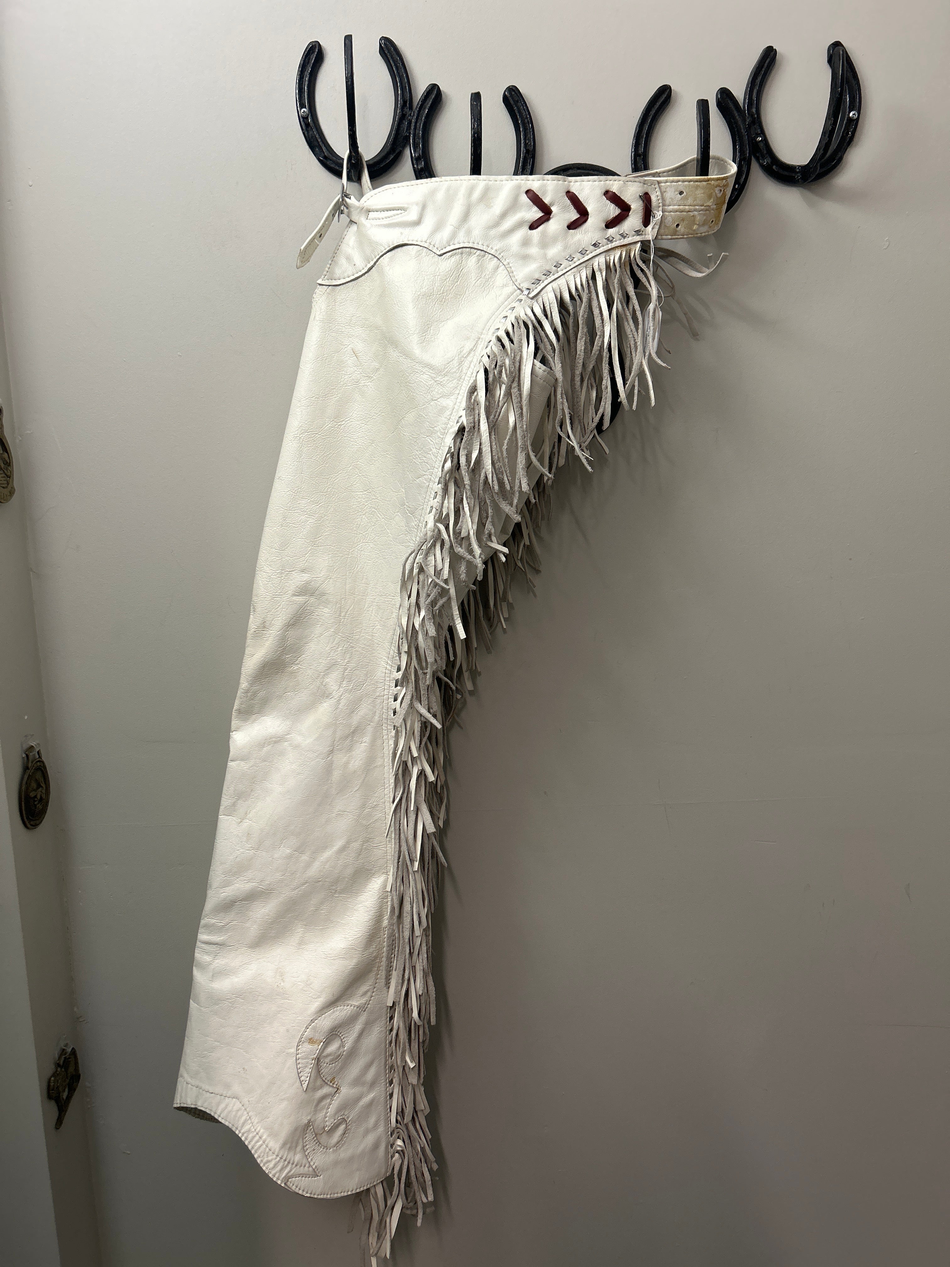 White Leather Western Chaps-Chaps-Consignment-Evolution Equestrian Co.