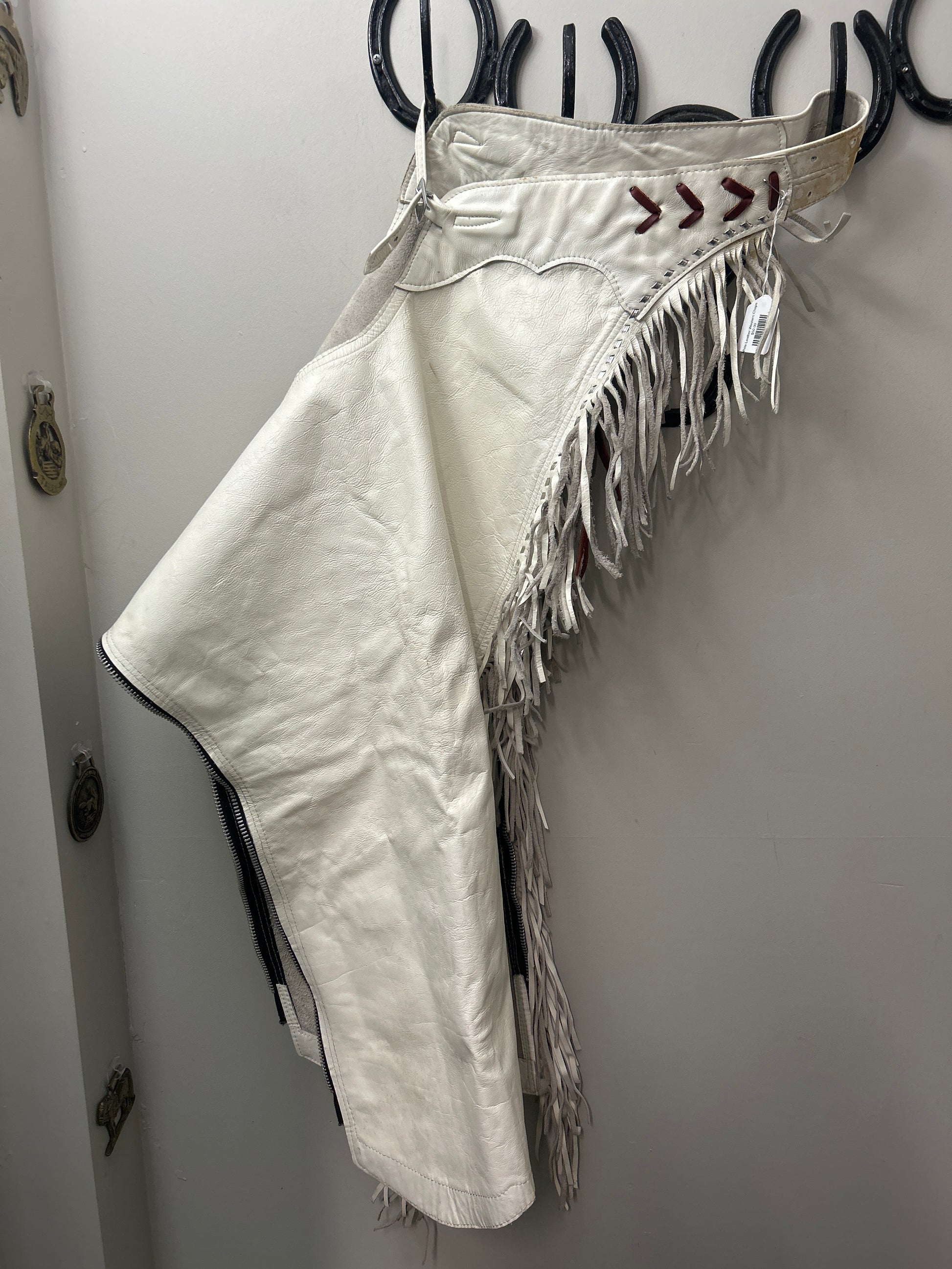 White Leather Western Chaps-Chaps-Consignment-Evolution Equestrian Co.