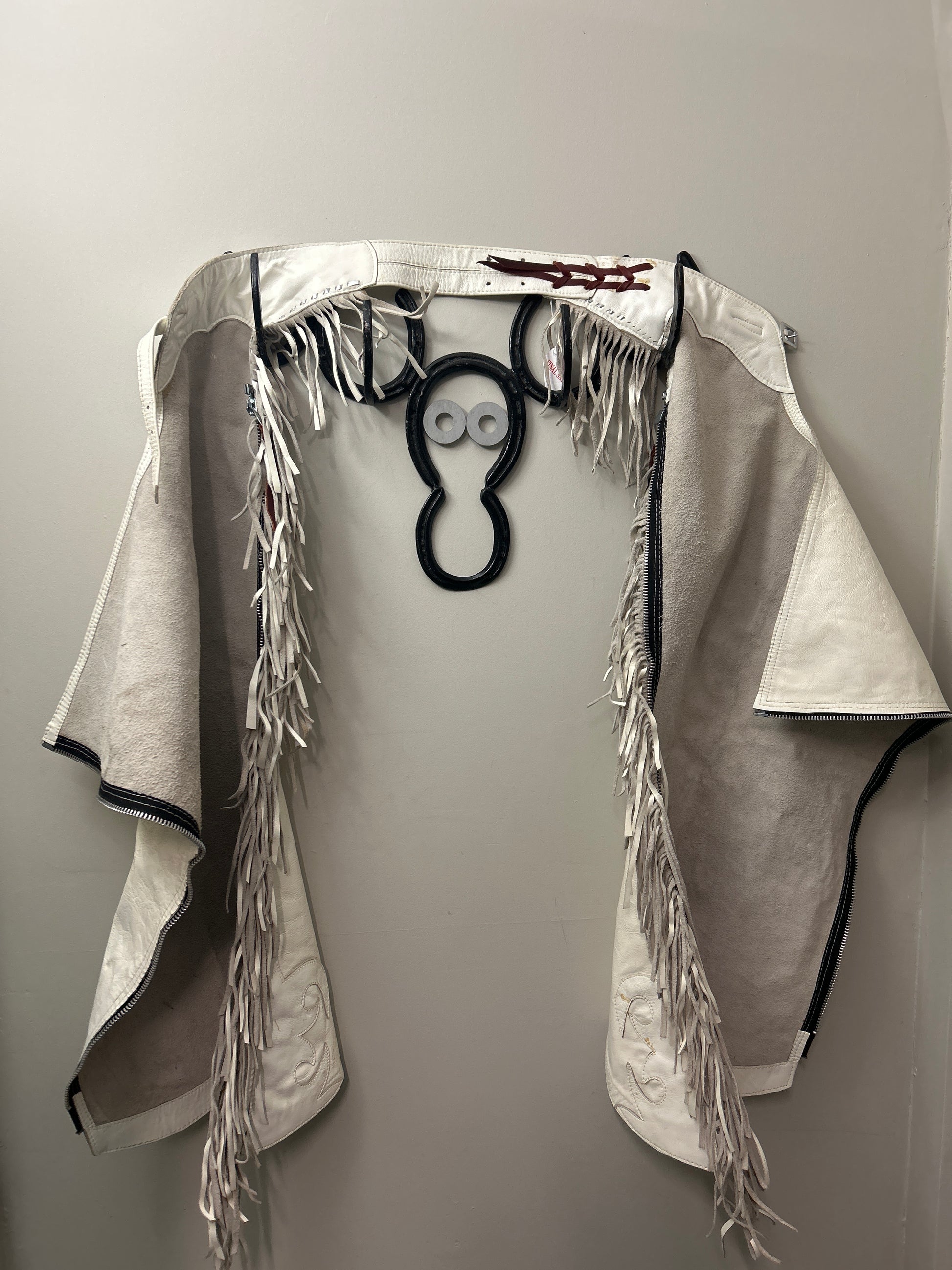 White Leather Western Chaps-Chaps-Consignment-Evolution Equestrian Co.