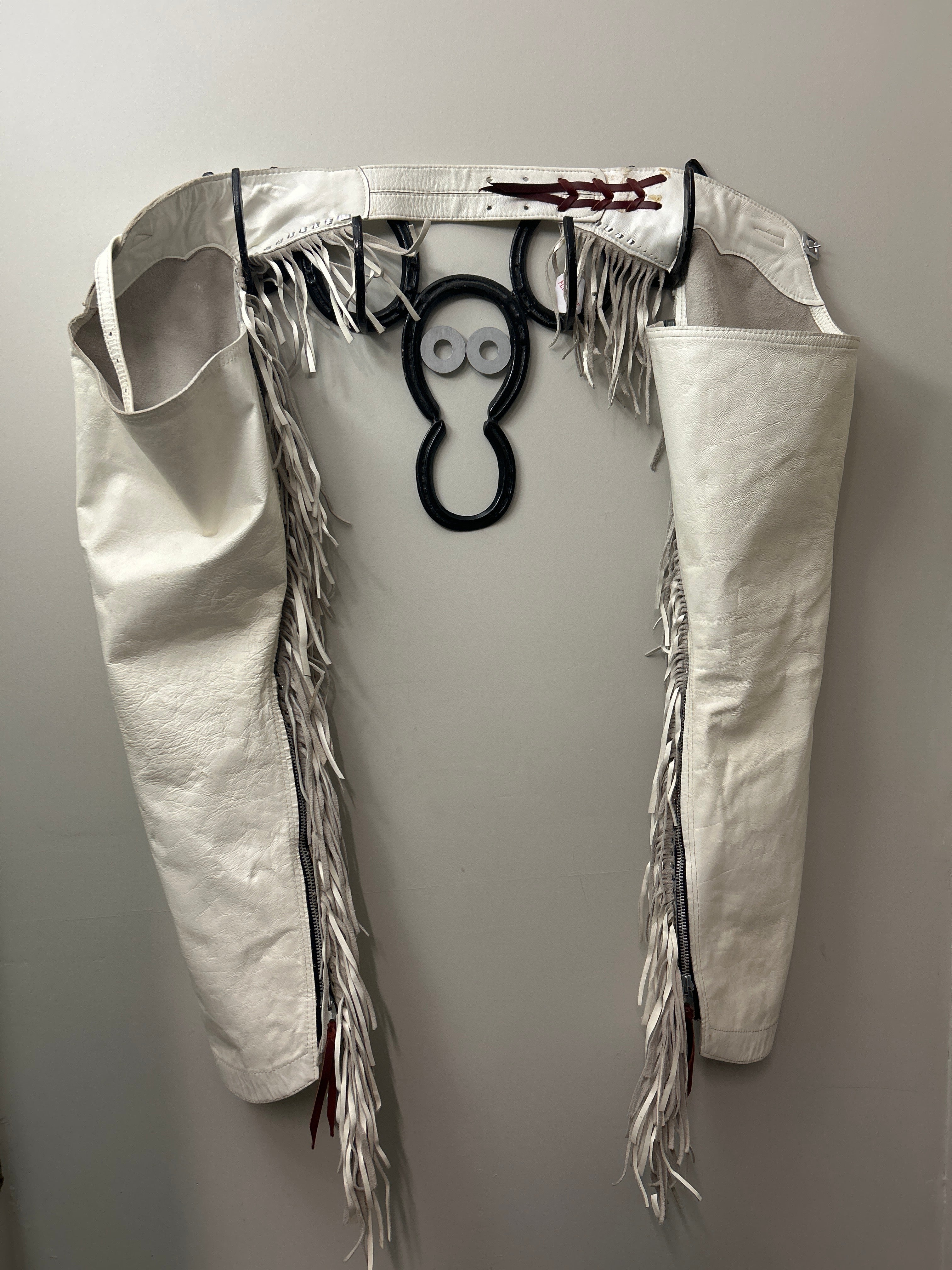 White Leather Western Chaps-Chaps-Consignment-Evolution Equestrian Co.