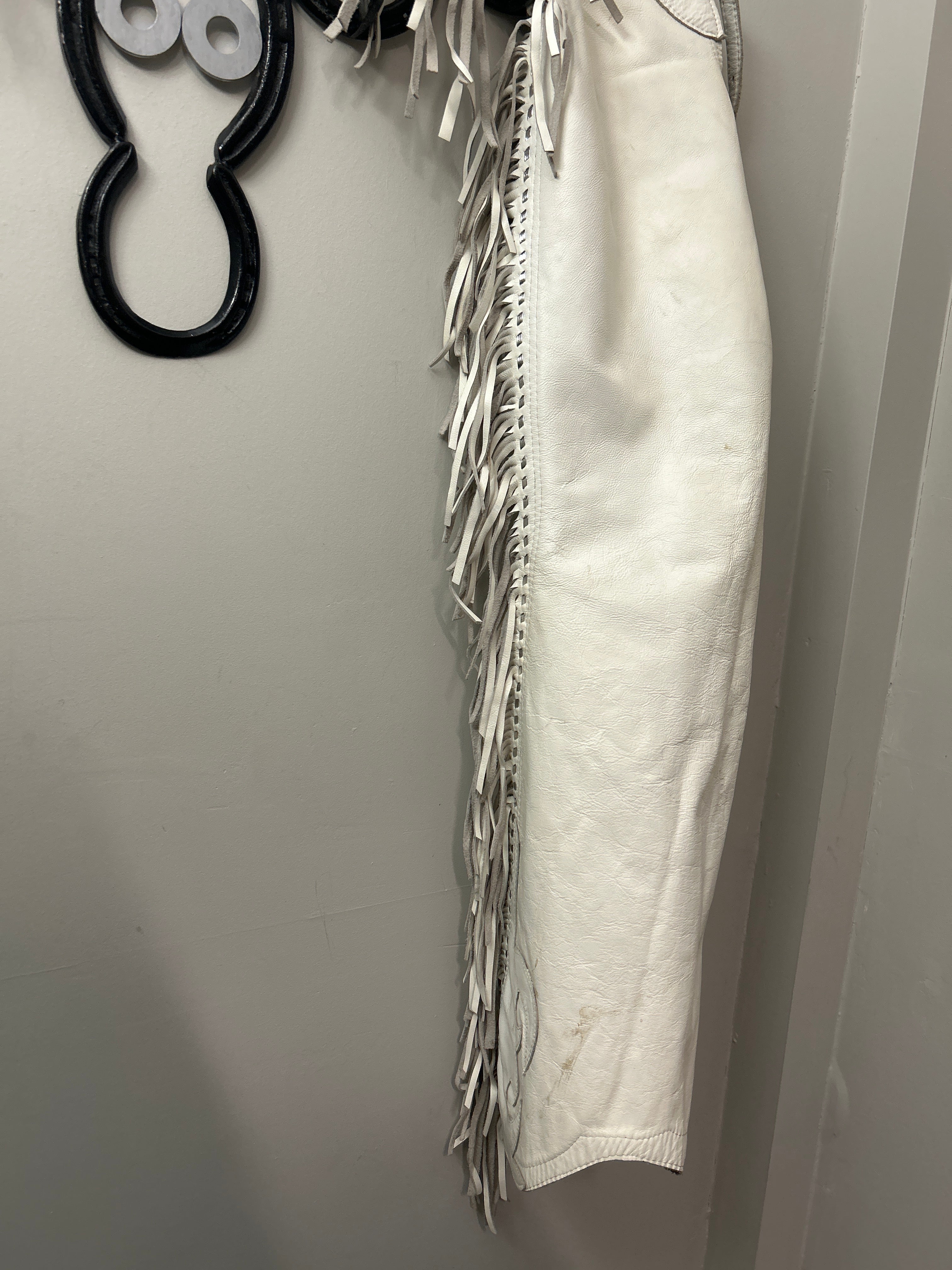 White Leather Western Chaps-Chaps-Consignment-Evolution Equestrian Co.