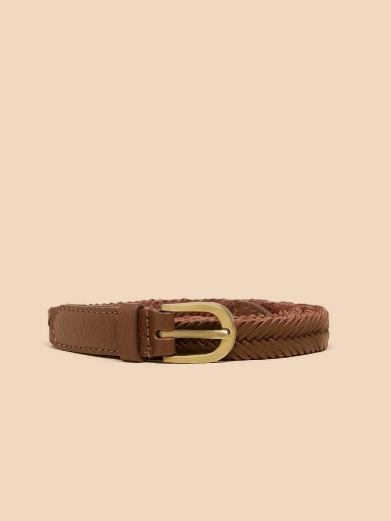 White Stuff Plaited Skinny Belt Tan M/L-Belt-Evolution Equestrian Co.-Evolution Equestrian Co.
