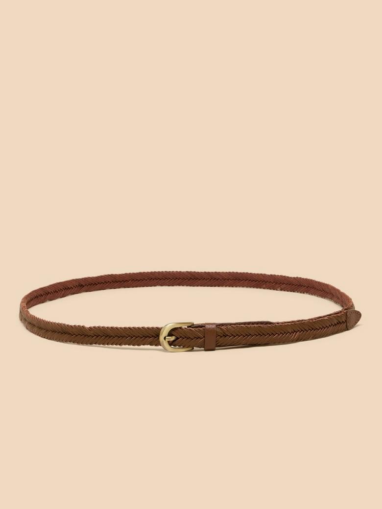 White Stuff Plaited Skinny Belt Tan M/L-Belt-Evolution Equestrian Co.-Evolution Equestrian Co.