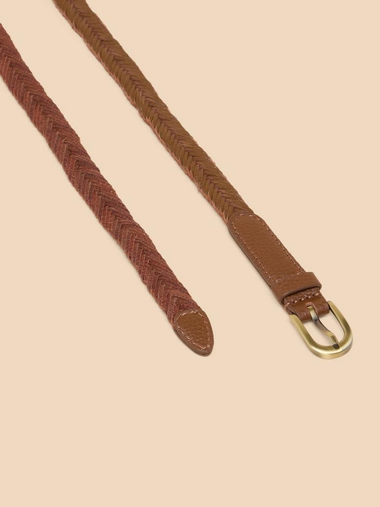 White Stuff Plaited Skinny Belt Tan M/L-Belt-Evolution Equestrian Co.-Evolution Equestrian Co.