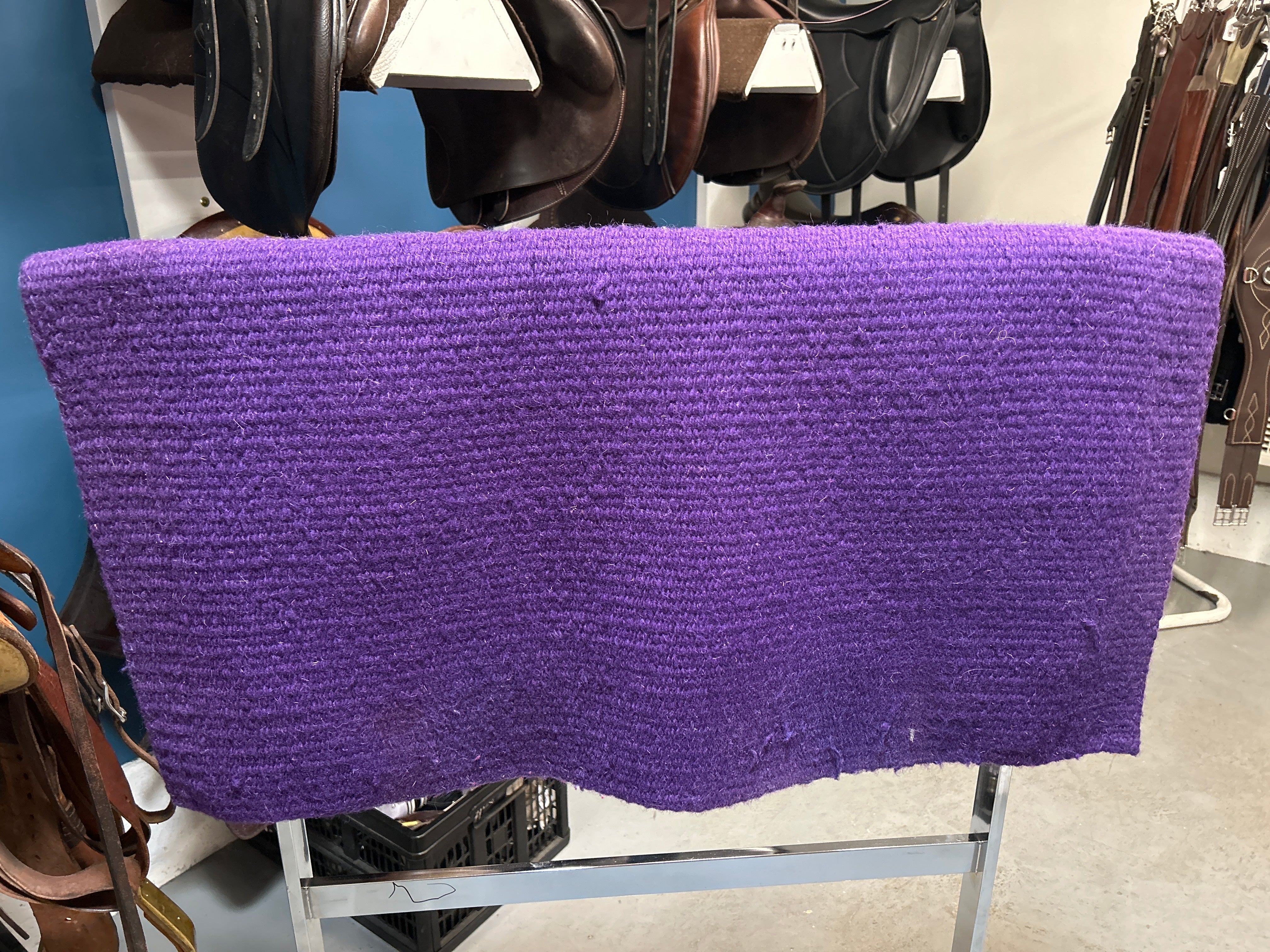 Wool Saddle Blanket - Dark Purple, 36x34 inches-Western Saddle Pad-Consignment-Evolution Equestrian Co.