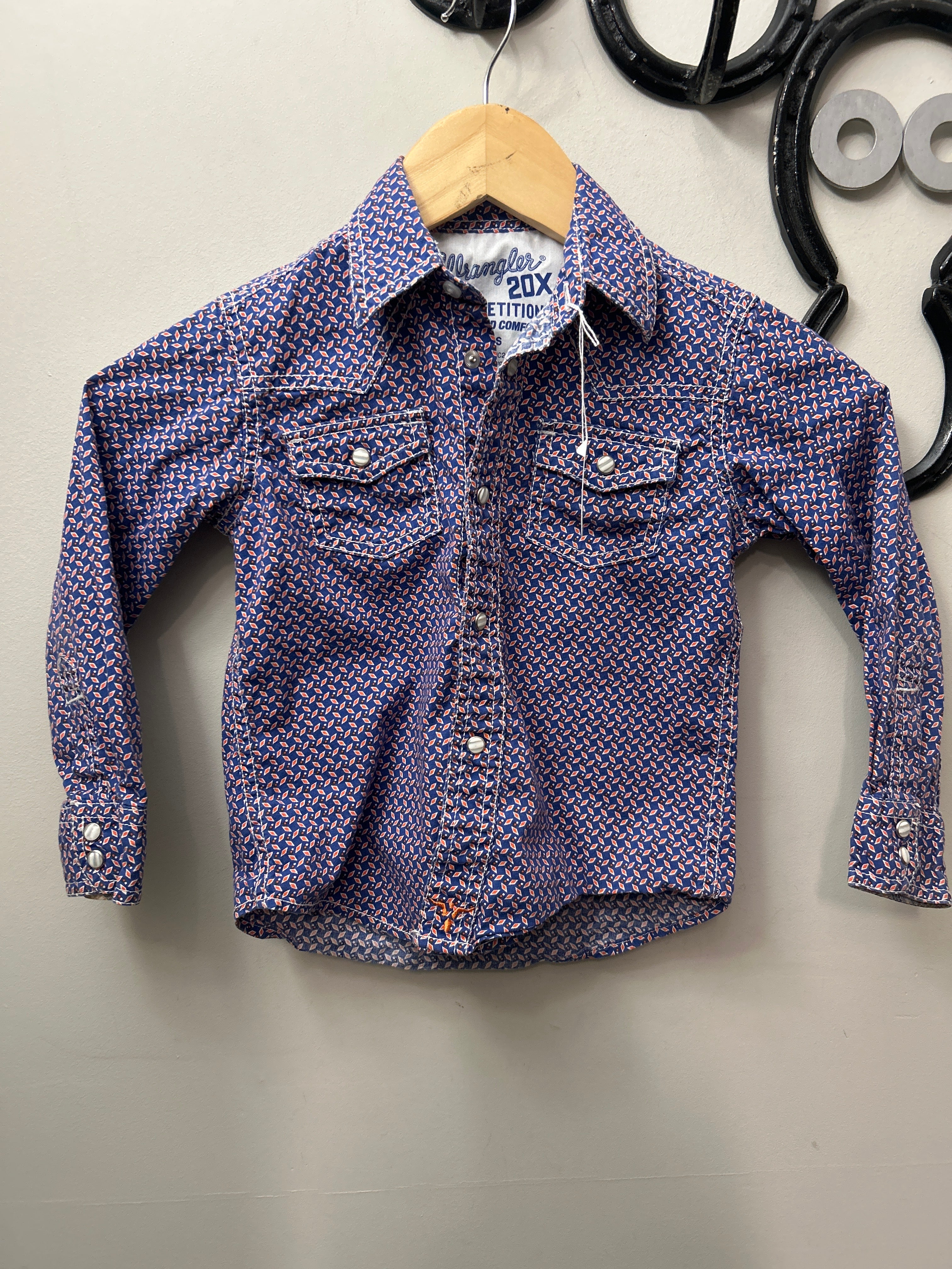 Wrangler 20x Kid's Shirt Blue and Pink XSmall