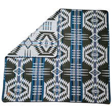 Load image into Gallery viewer, Patterned blanket with geometric design on a white background
