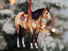 Load image into Gallery viewer, Classy Equine Buckskin Western Ranch Horse Ornament - Quarter Horse Decor
