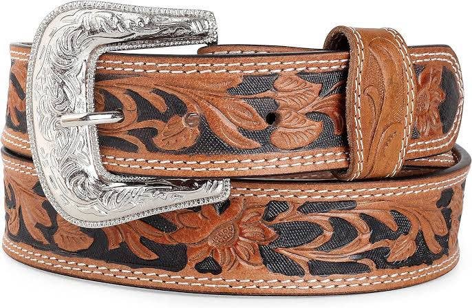 Greenwood Leather Light Brown Belt with Vintage Silver Buckle