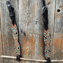 Load image into Gallery viewer, Rodeo Drive - Two Tone Hand Painted Floral - Turquoise One Ear Headstall
