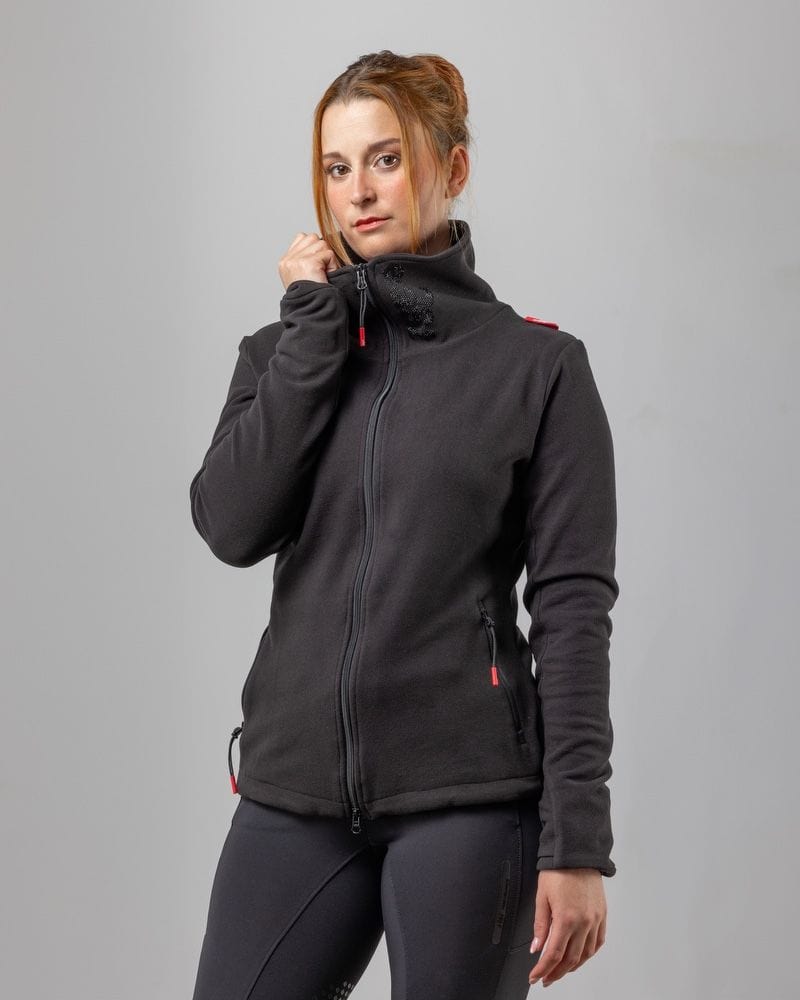 eaST Women's All Day Fleece Jacket Black Large-Jacket-Consignment-Evolution Equestrian Co.