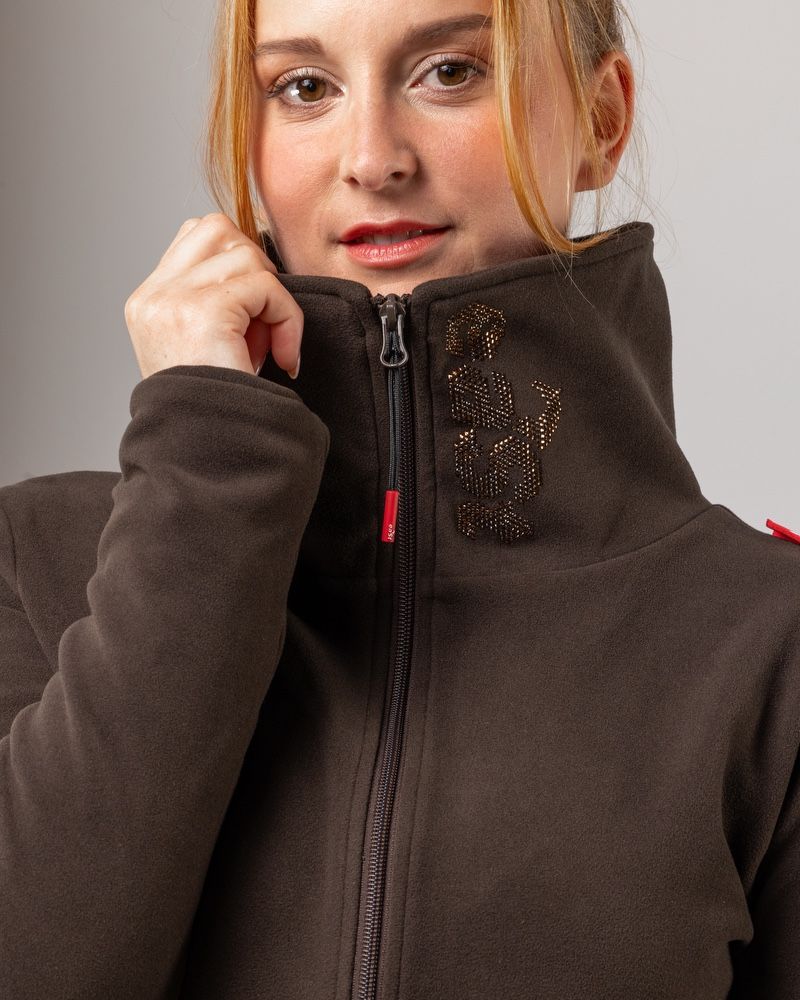 eaST Women's All Day Fleece Jacket Mocha Large-Jacket-Consignment-Evolution Equestrian Co.
