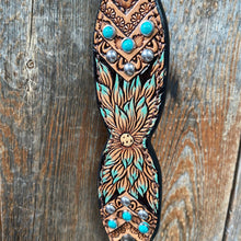 Load image into Gallery viewer, Rodeo Drive - Two Tone Hand Painted Floral - Turquoise One Ear Headstall
