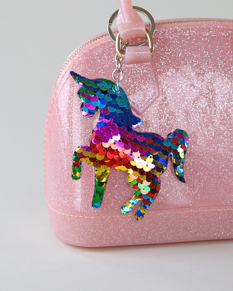 Rainbow Sequin Unicorn Key Chains