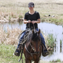 Load image into Gallery viewer, Person riding a horse by a body of water
